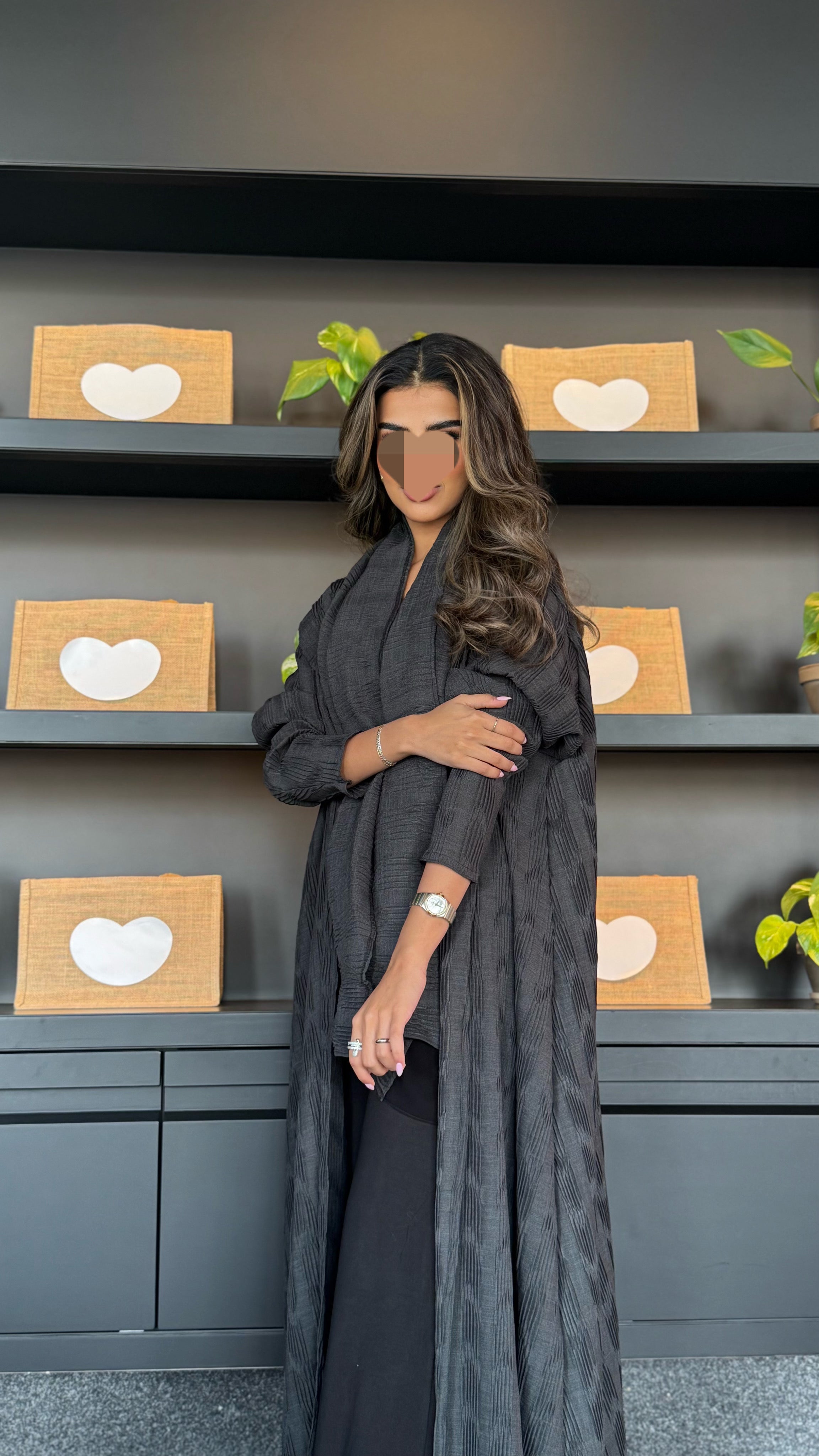 MWT404 -عباية كتان لينن مكسر - Aya