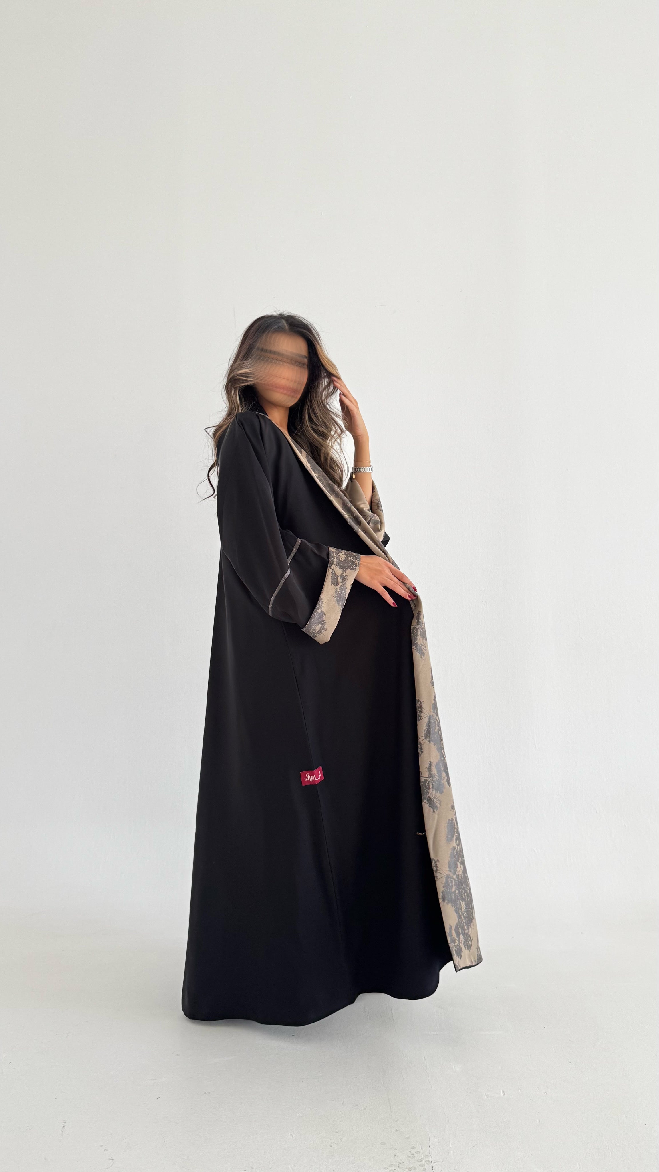 MWT392 - عباية اسود دبل فيس جاكار بيج - Aya