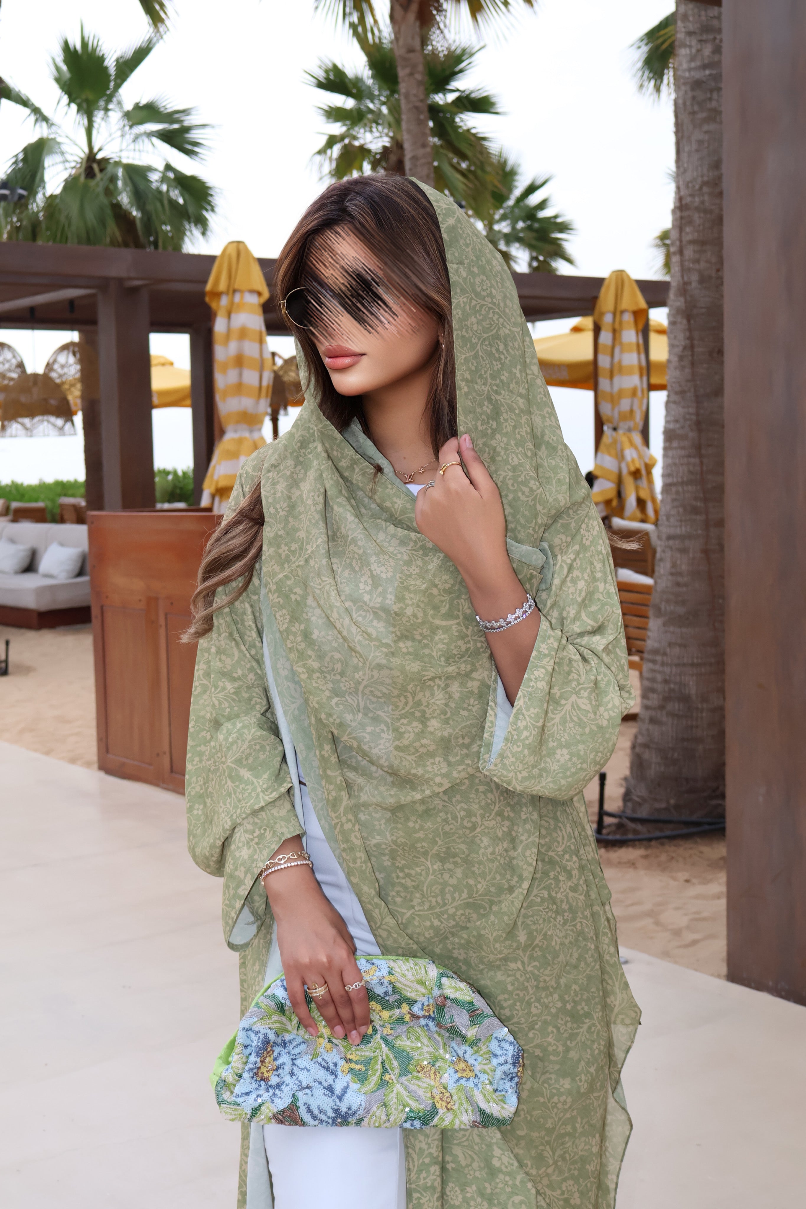 MWT5082 - قماش جورجيت ميلانو طباعه اخضر مشجر - Aya