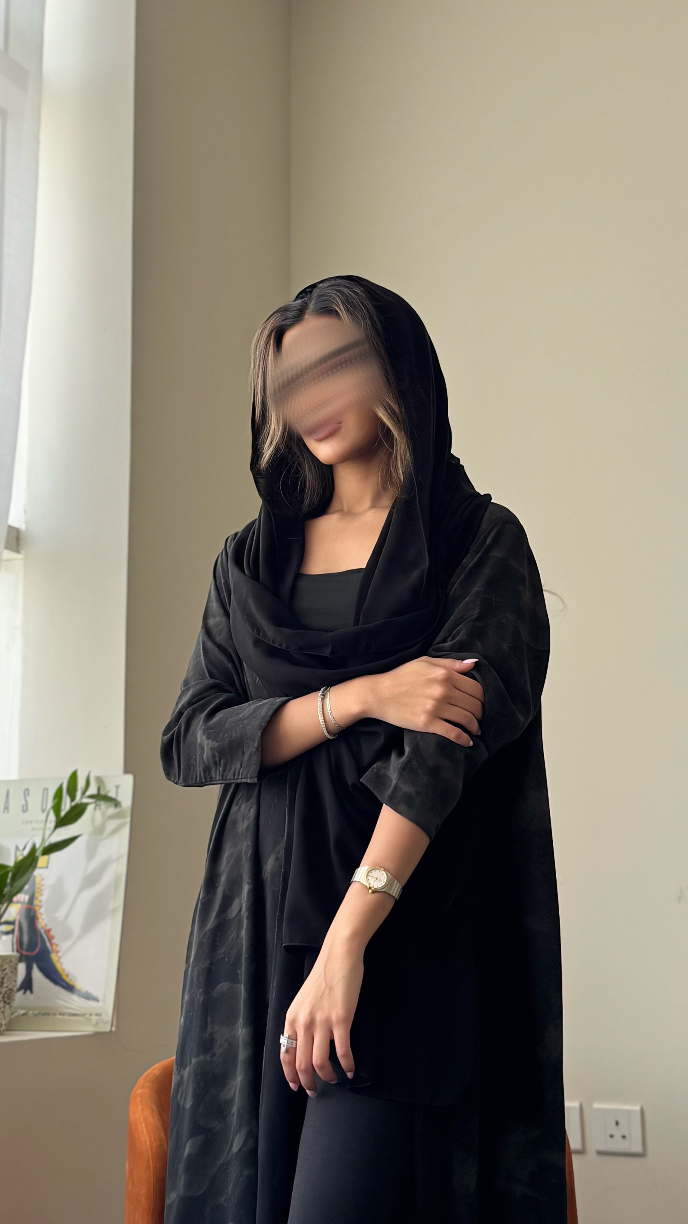MW1514 - عباية صيفية رمادي نص كلوش - Aya
