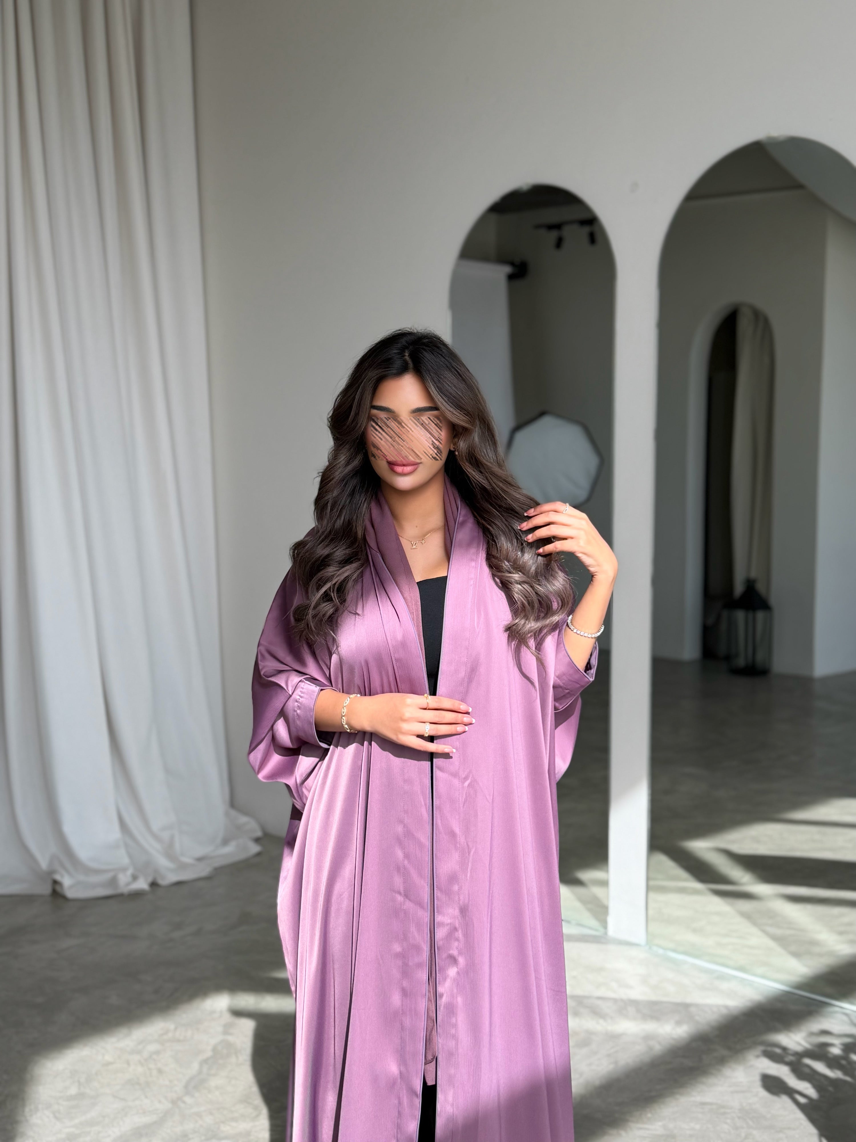 MWT775 - عباية كريب زهرية - Aya