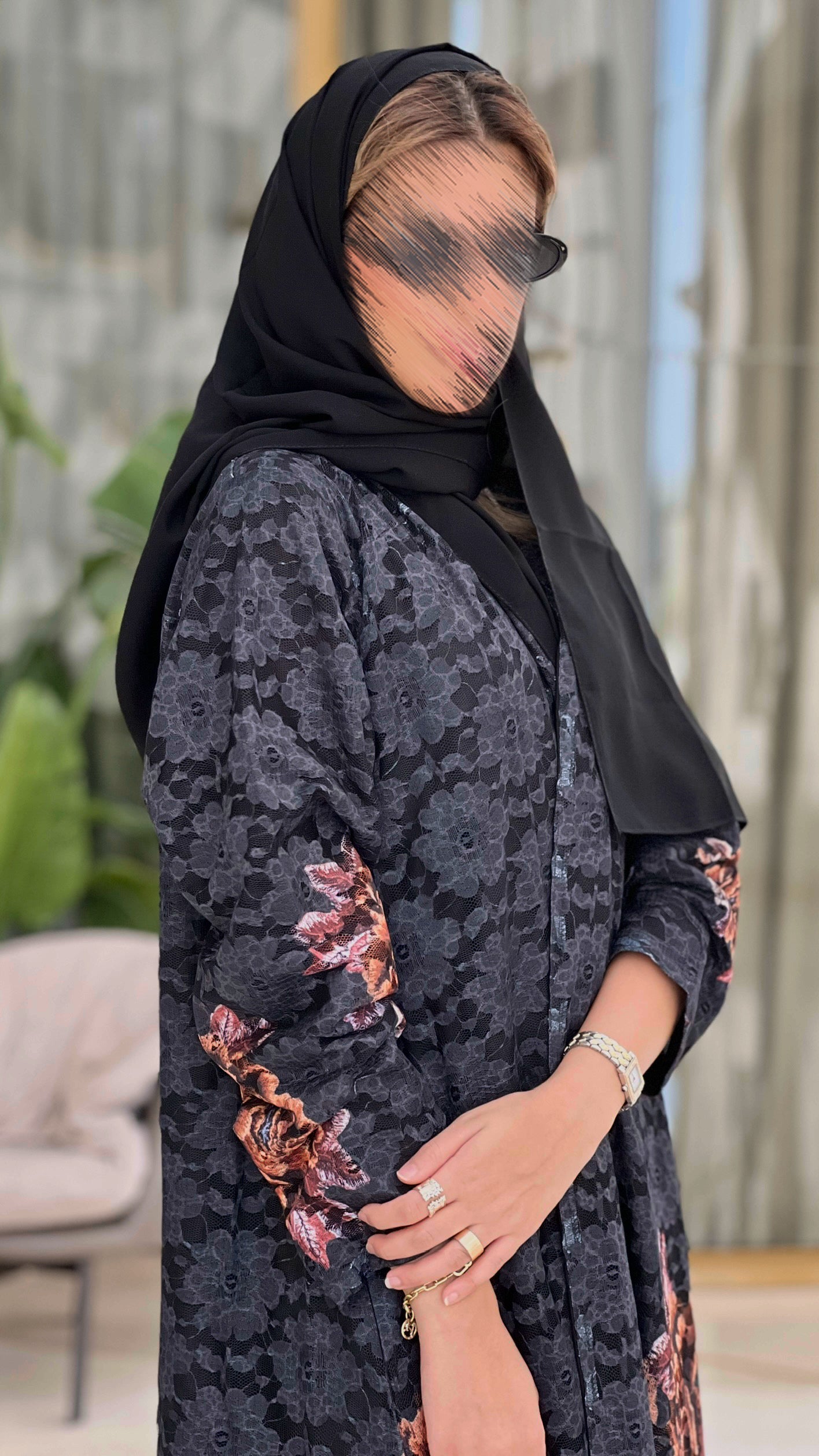 MWT486 - عباية دانتيل أسود - Aya