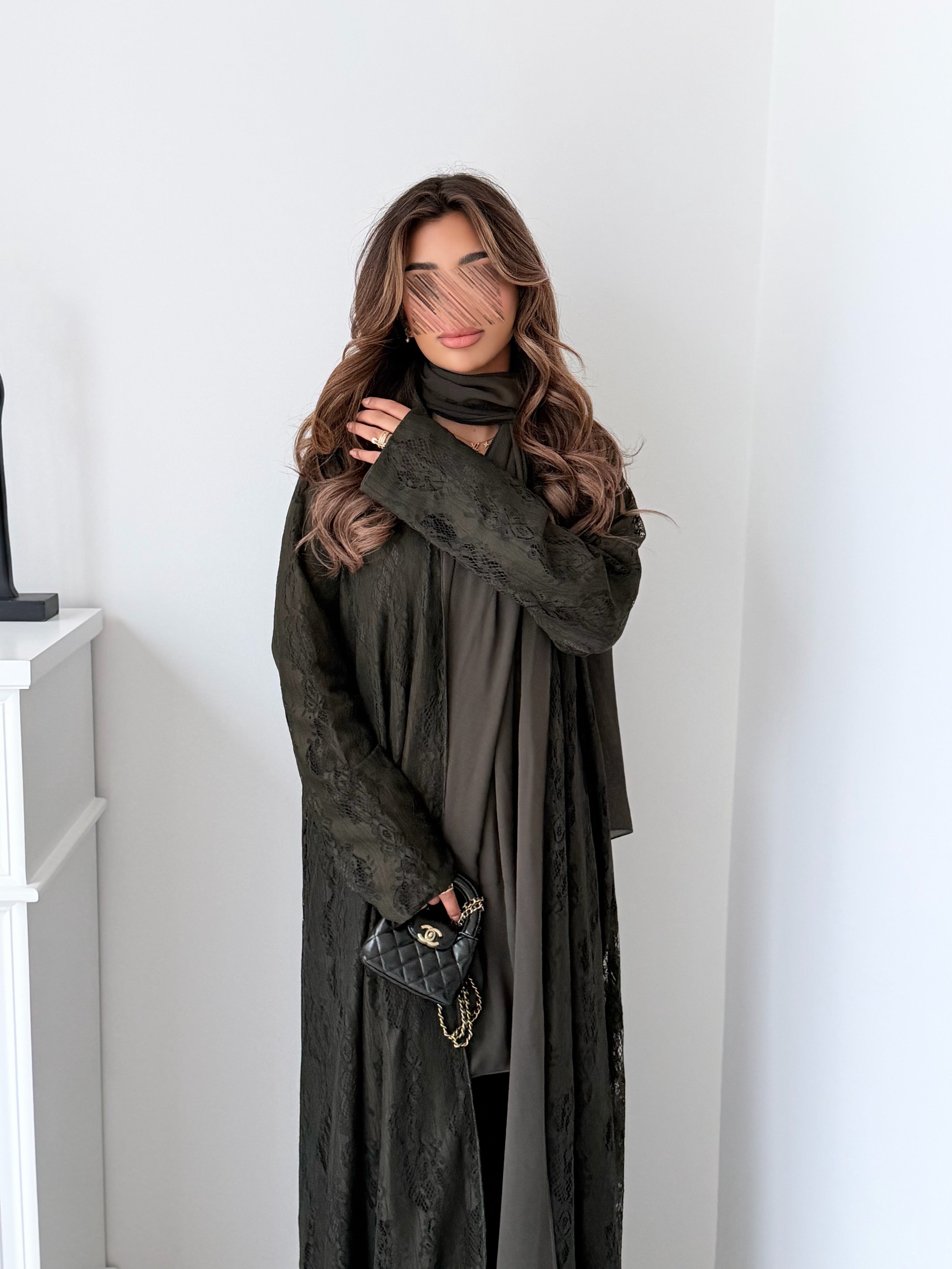 MWT5058 - قماش زيتي دانتيل مبطن كامل قصة كلوش - Aya