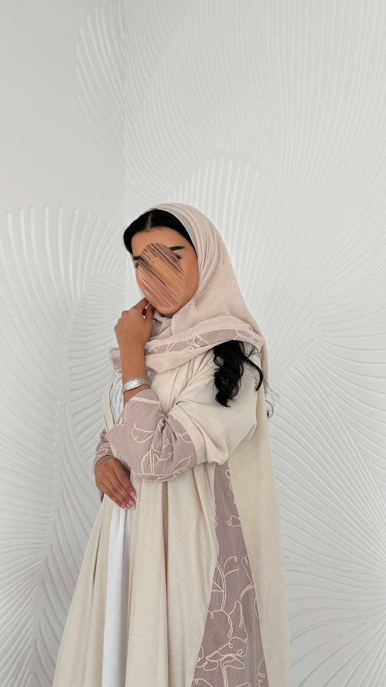 MW2178 - عبايه شيفون بطباعه حصريه نص كلوش - Aya