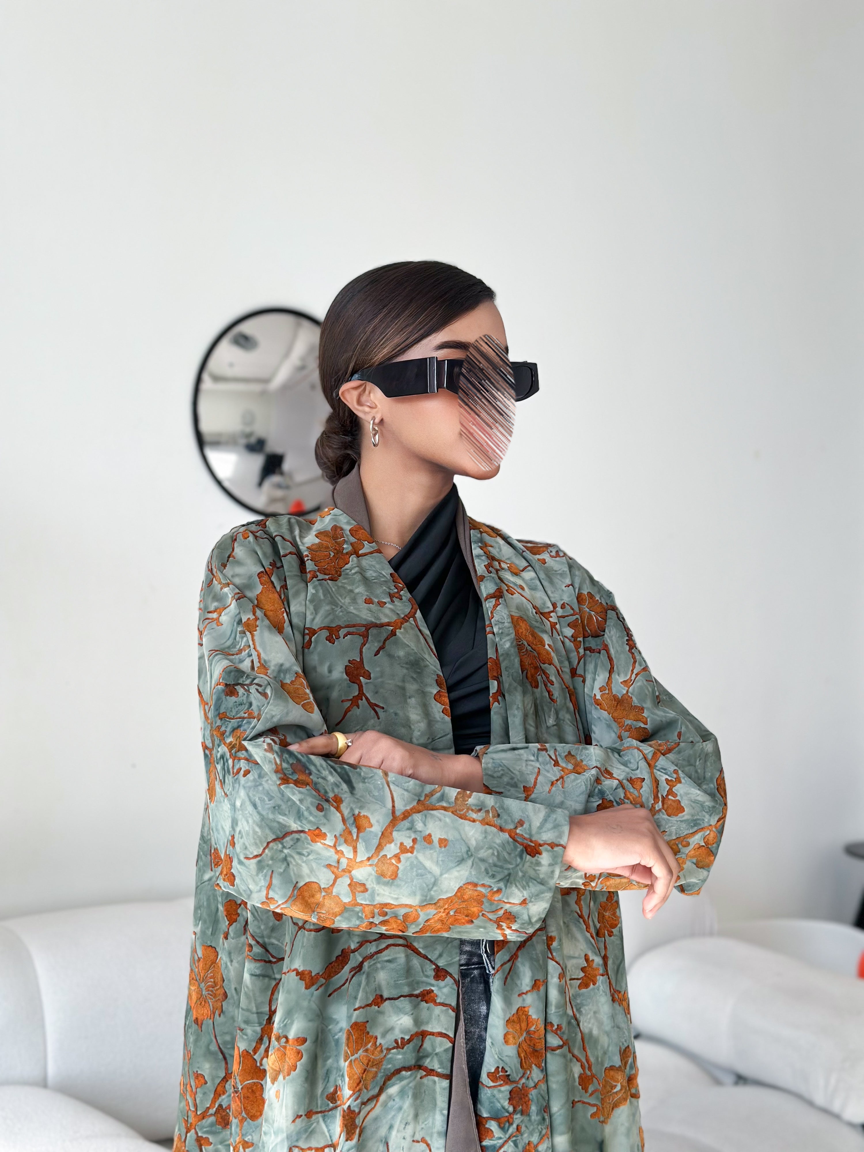 MWT610 - عبايه تولين اخضر - Aya