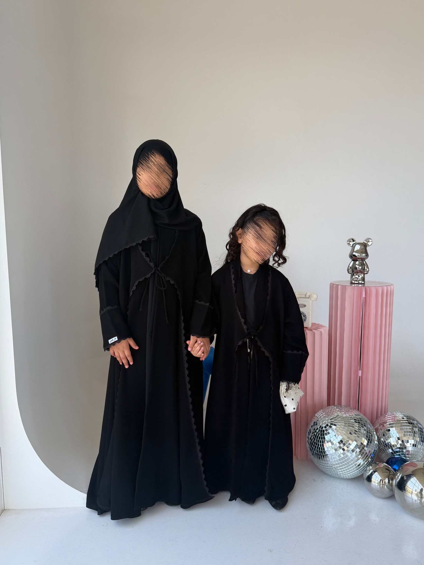 MWT4332 - عباية أطفال سيراميك سوداء بكلفة أنيقة - Aya