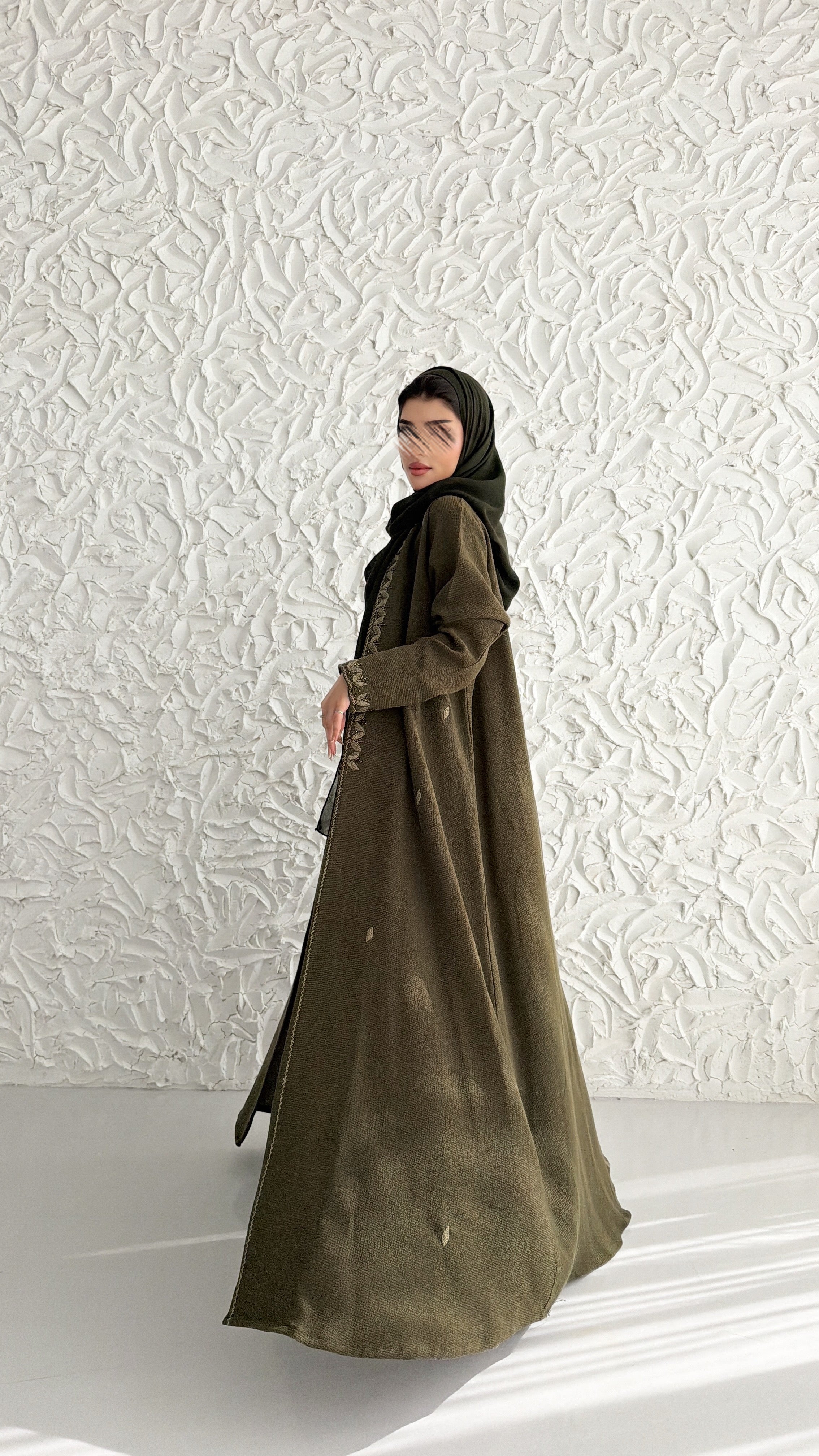 MW2053 - عباية لنن هندي قصه هينك تطريز يدوي - Aya