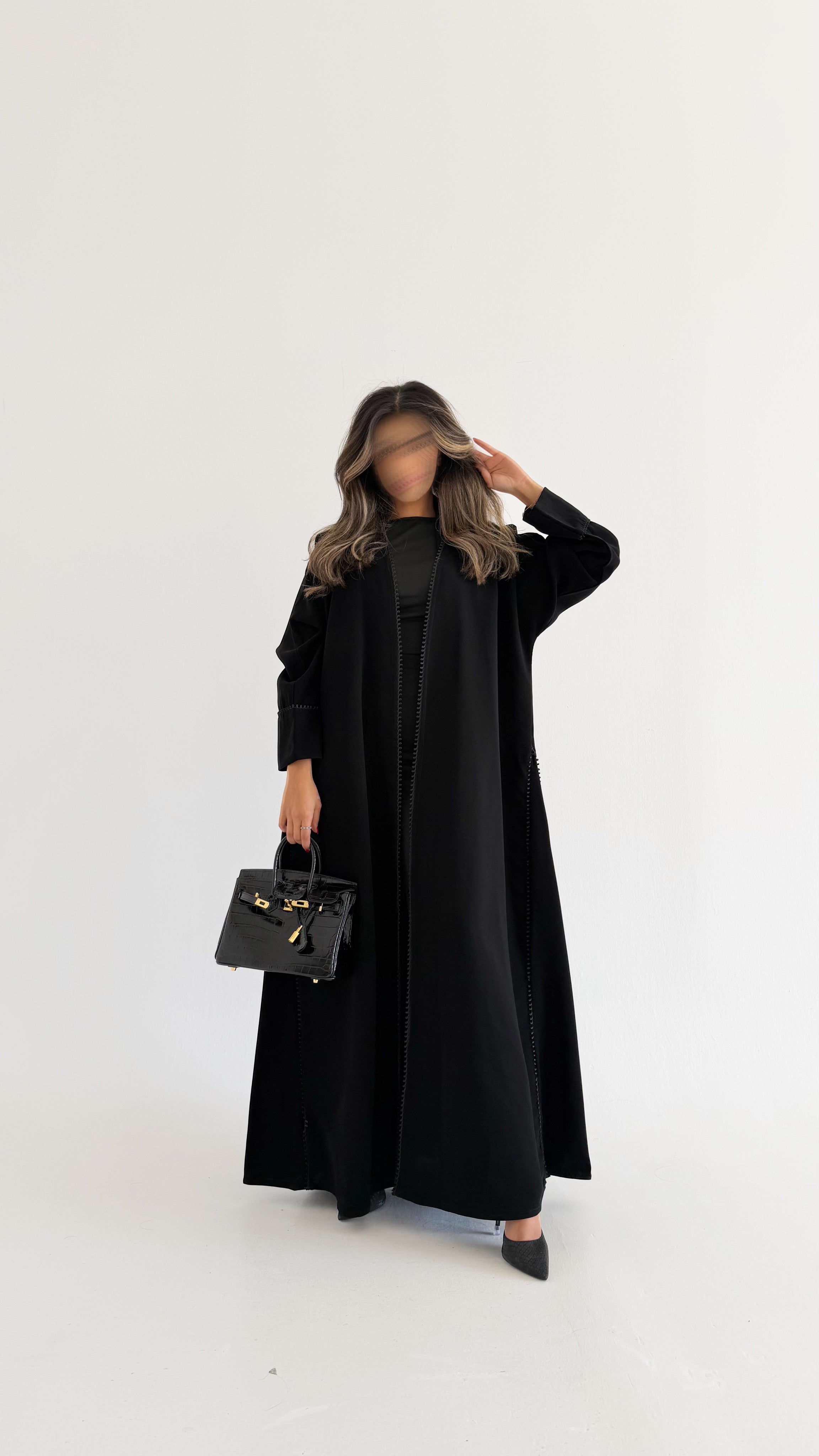 MW1797 - عباية كريب مع اضافة قيطان السنارة