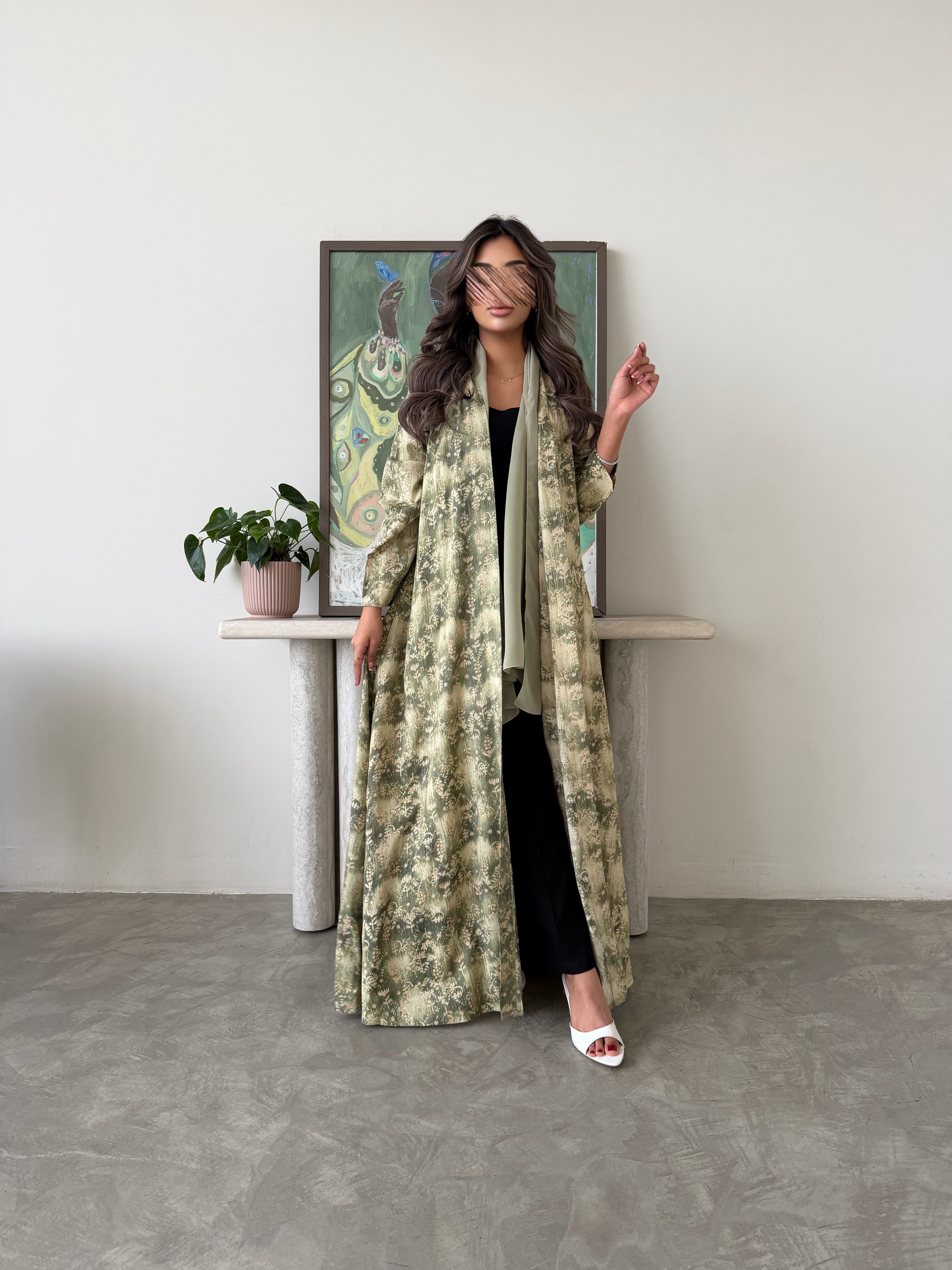 MWT772 - عباية خضرا مموجه - Aya