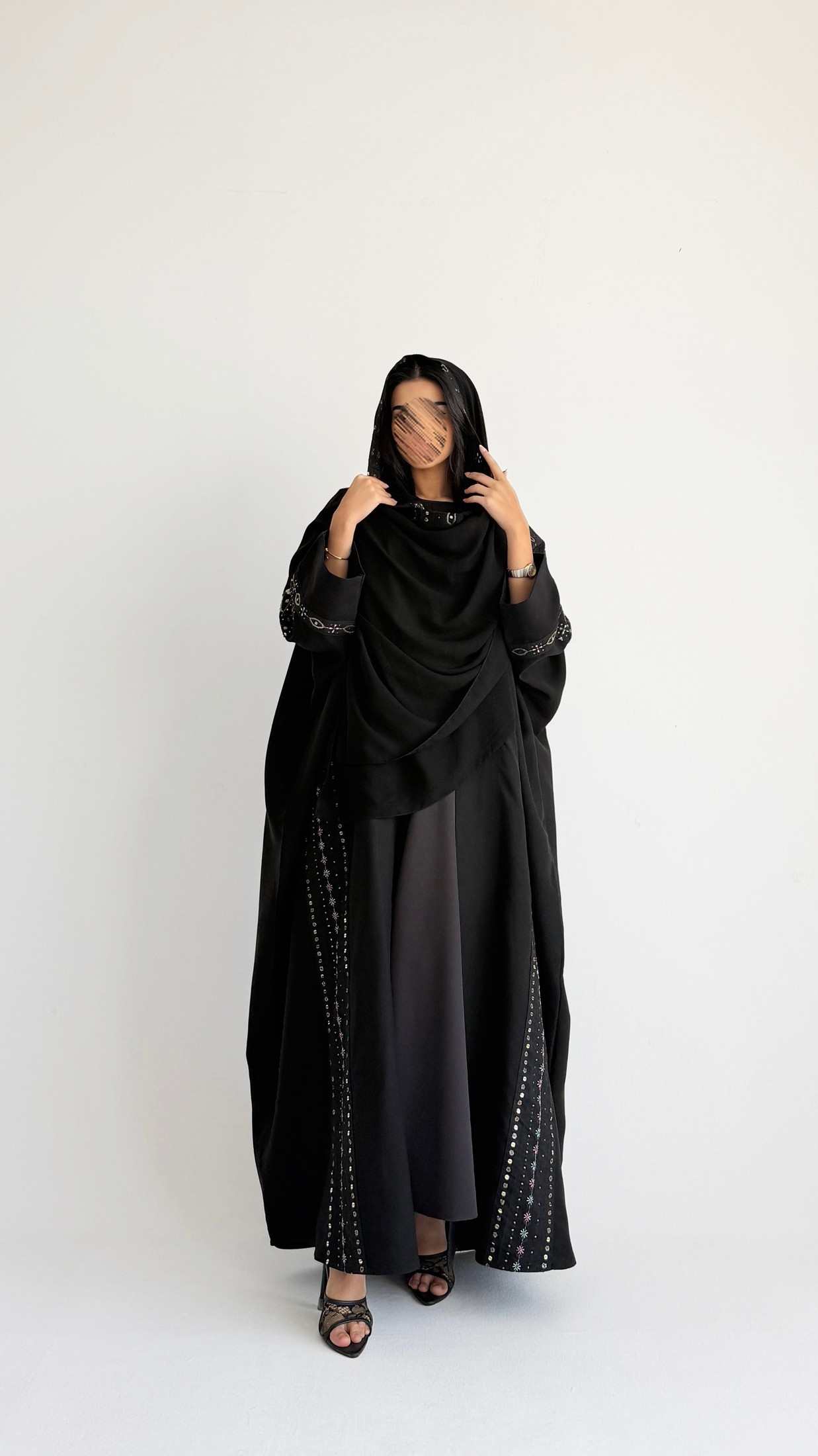 MWT1353 عباية كريب بتدخيلة ركامه - Aya