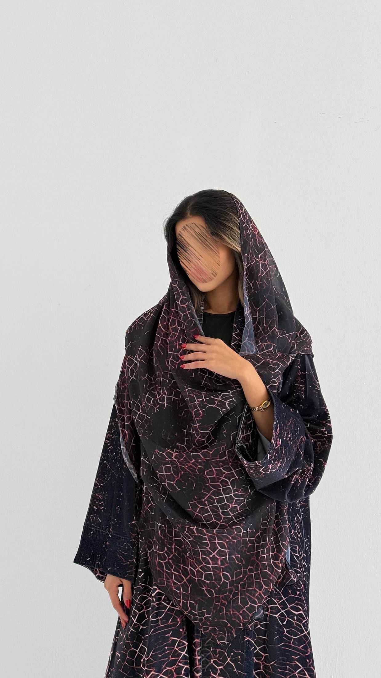 MWT760 - عباية مخمل برينت - Aya