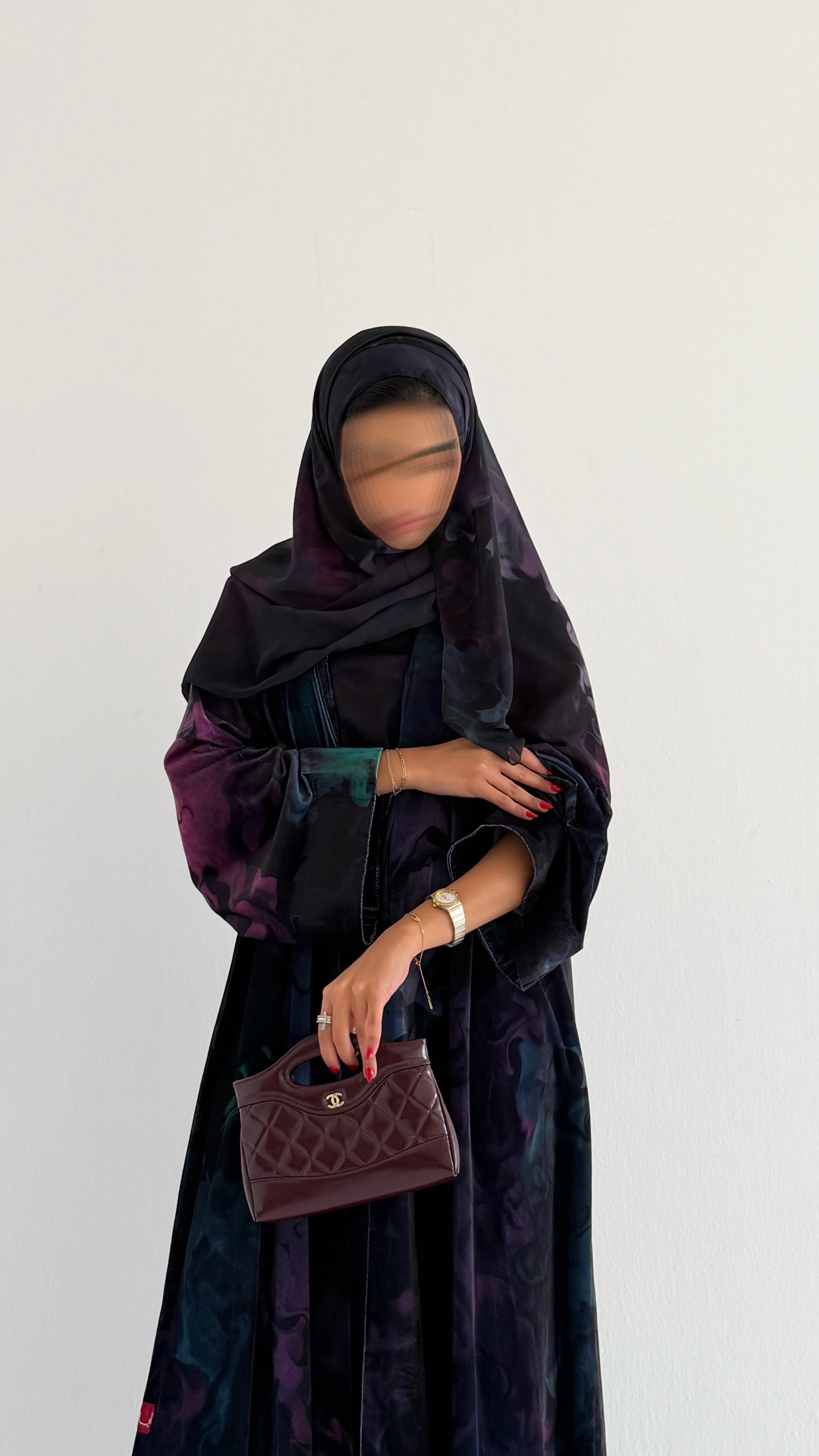 MWT616 - عباية مخمل طباعة