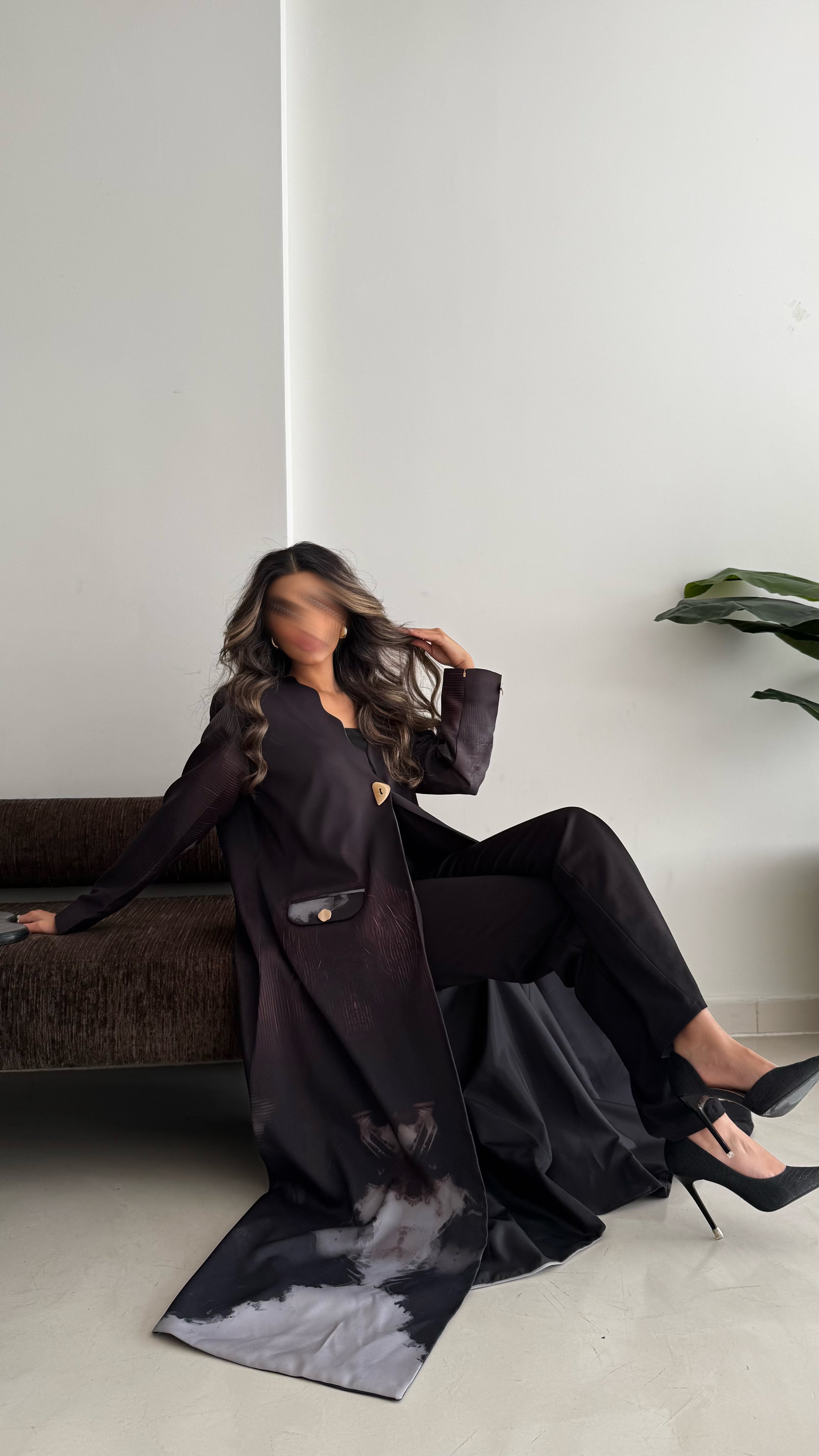 MWT839 - عباية بليزر طباعة | Printed Blazer Abaya - Aya