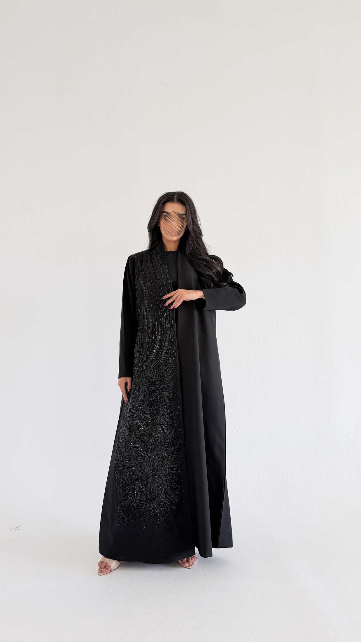 MWT1092 - عبايه اسود اشك اسود - Aya