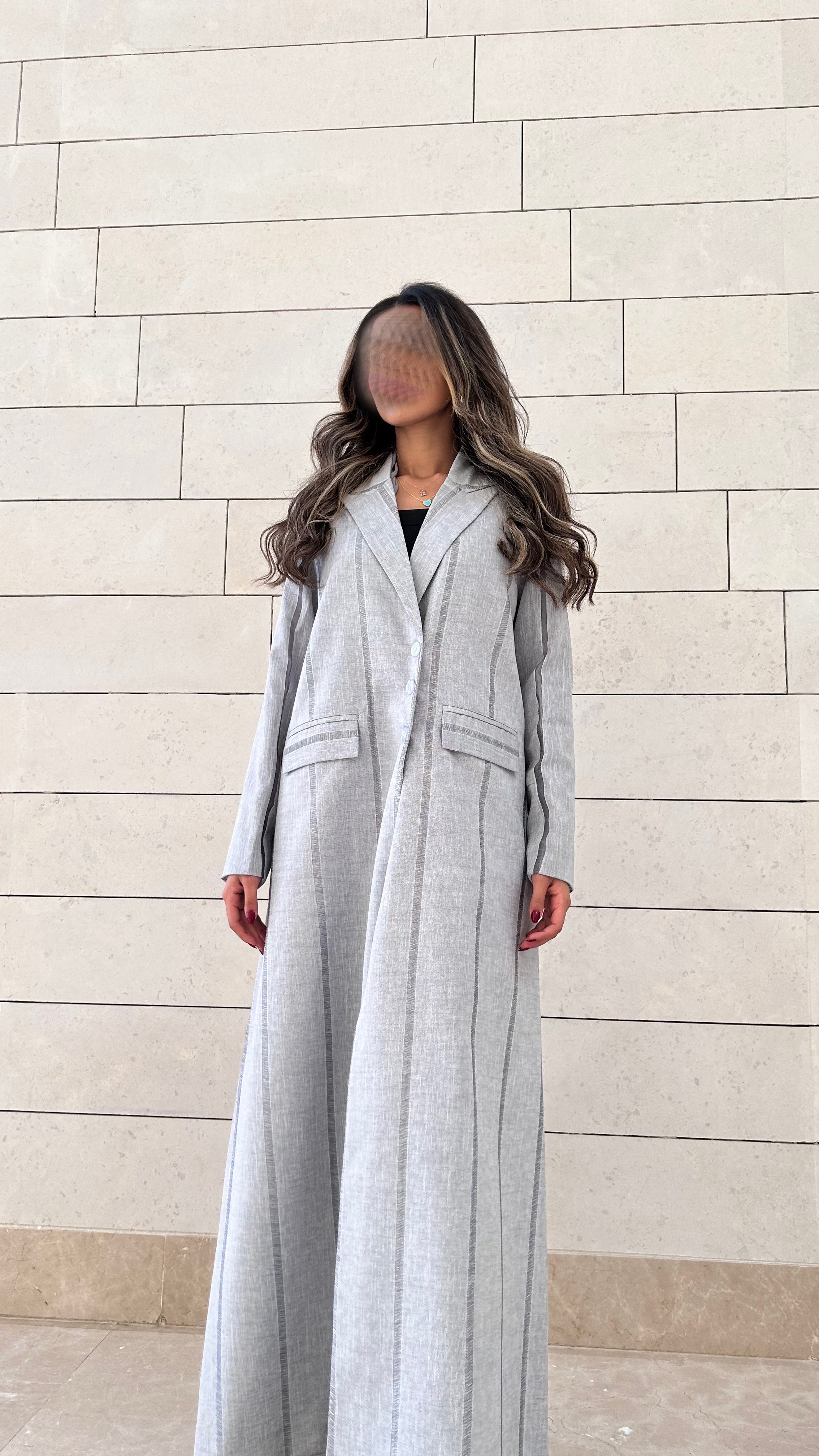 MWT646 - عباية لنن بليزر - Aya