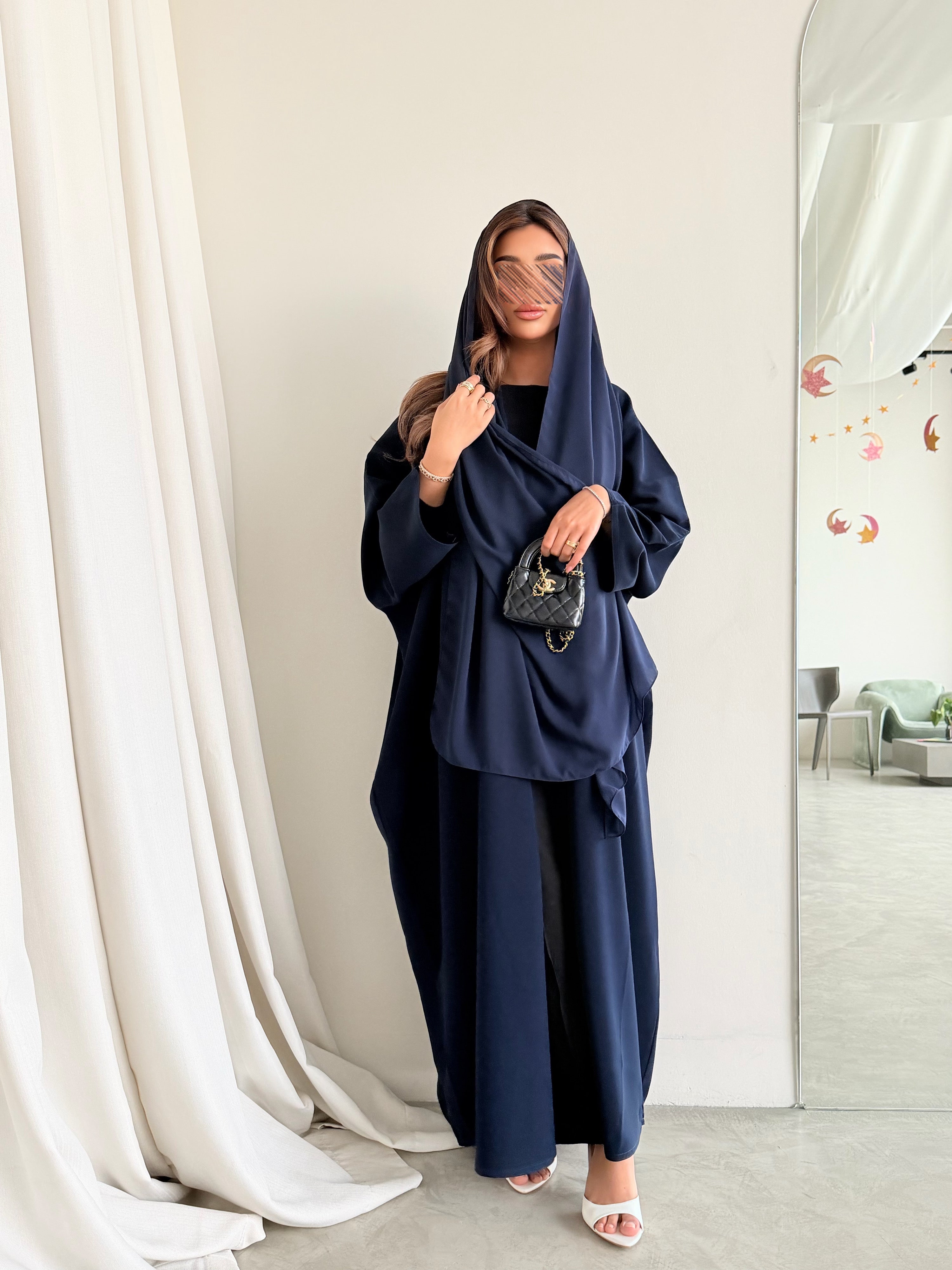 MWT5045 - قماش كحلي كريب قصه نص بشت - Aya