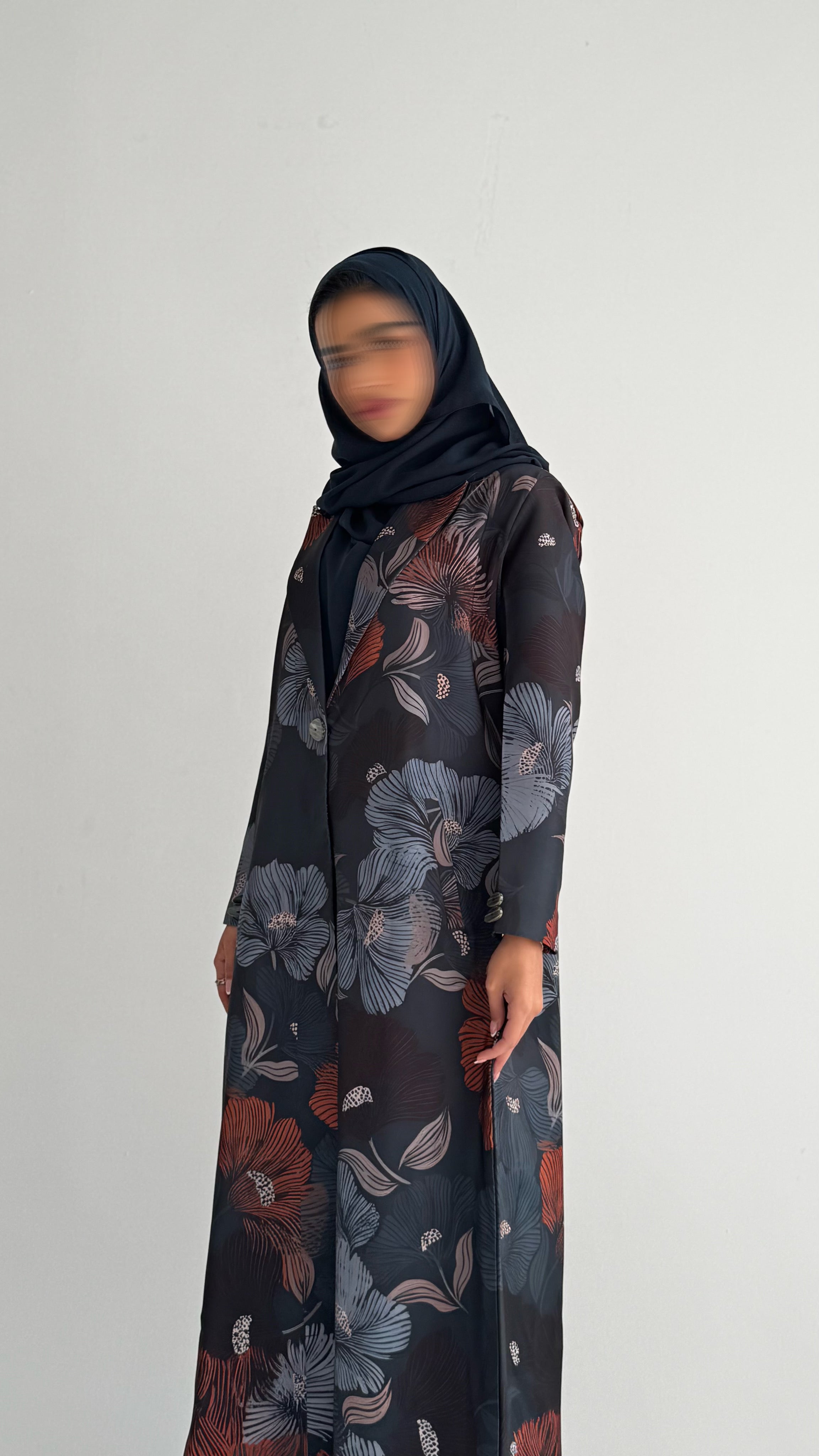 MWT842 - عباية بليزر طباعة | Printed Blazer Abaya - Aya