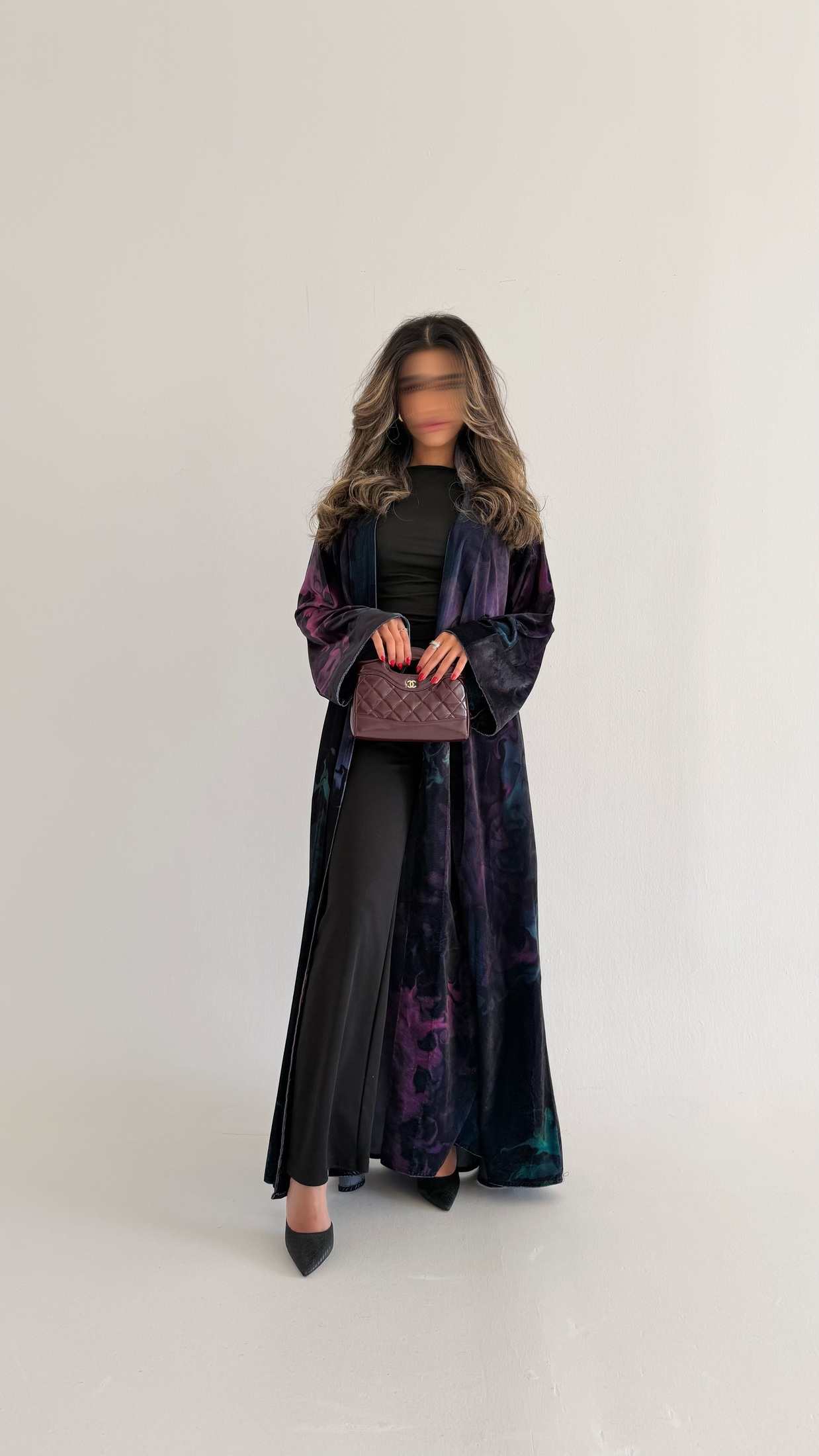 MWT616 - عباية مخمل طباعة - Aya