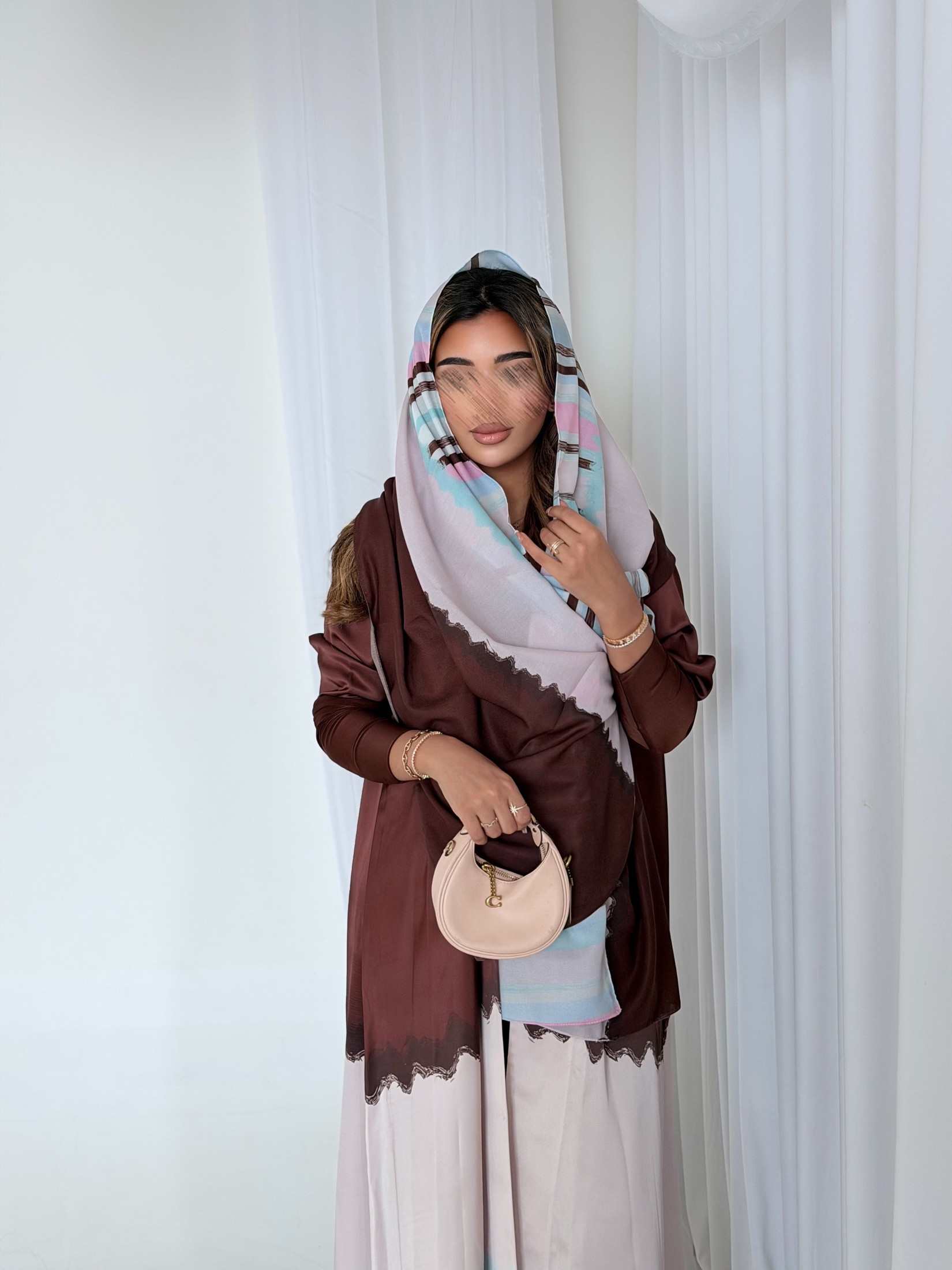 MWT5167 - عباية طباعه قماش حرير بلسد - Aya