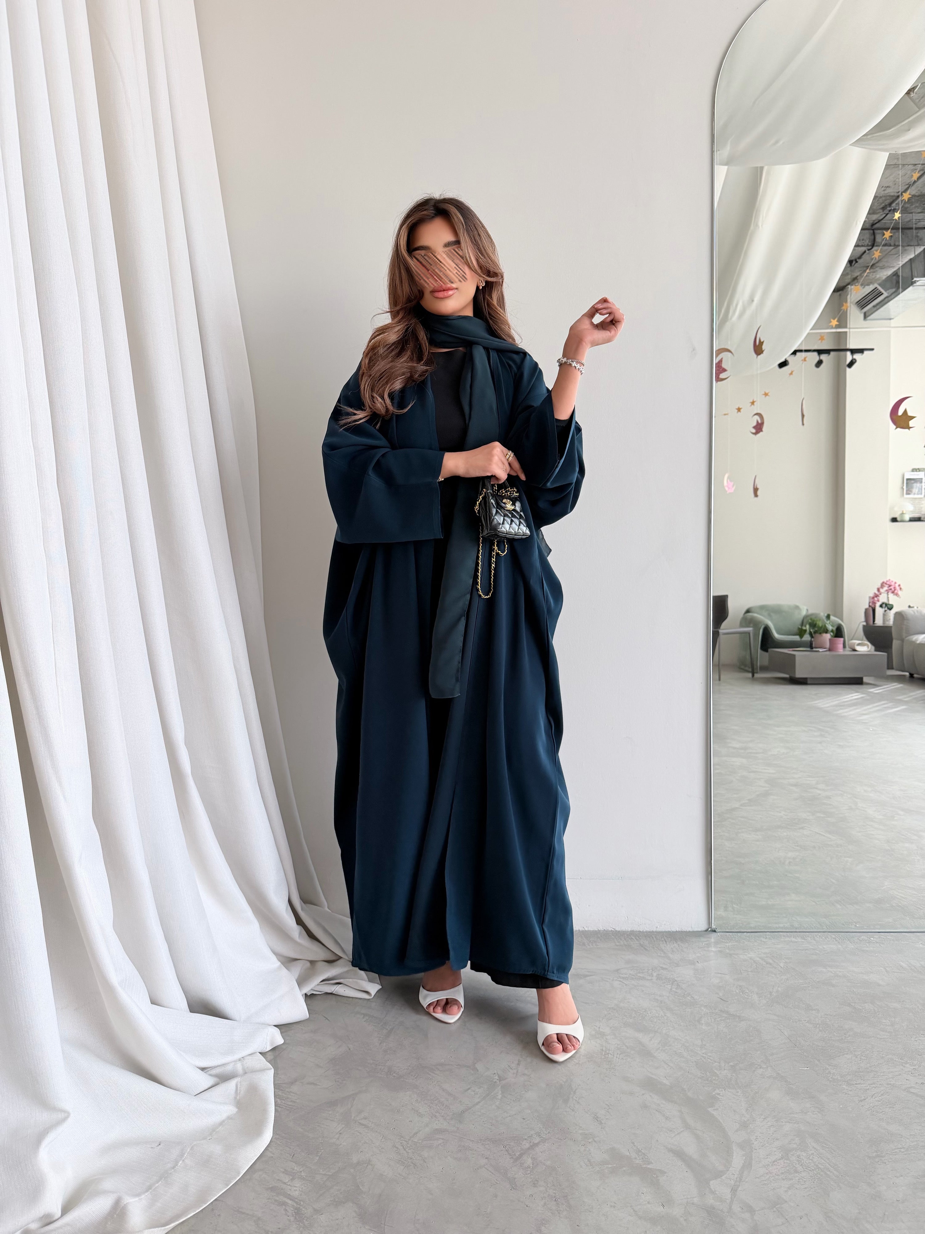 MWT5052 - كريب تركواز ساده قصة نص بشت - Aya