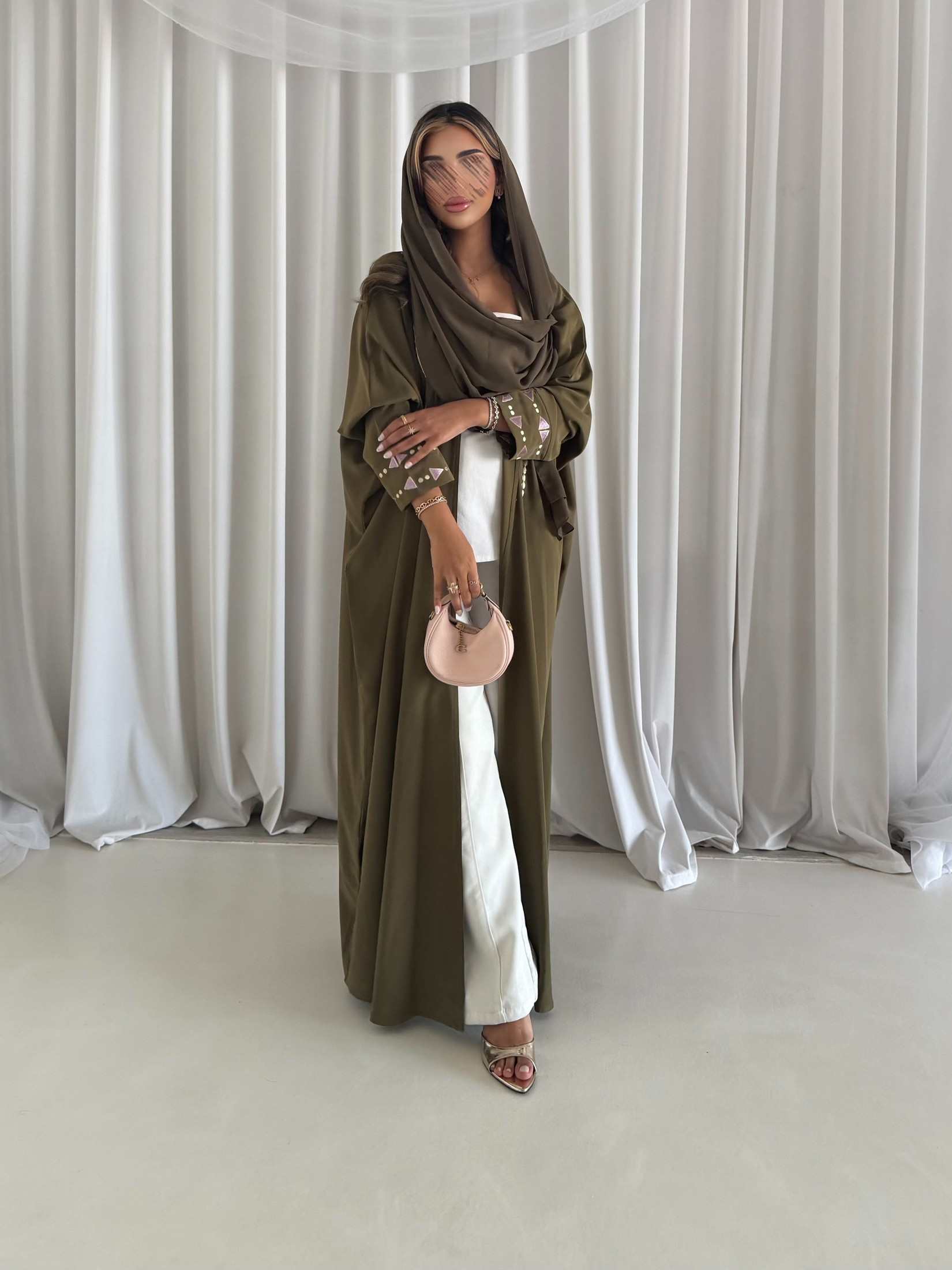 MWT2113 - Crepe Abaya with Front Embroidery - Aya