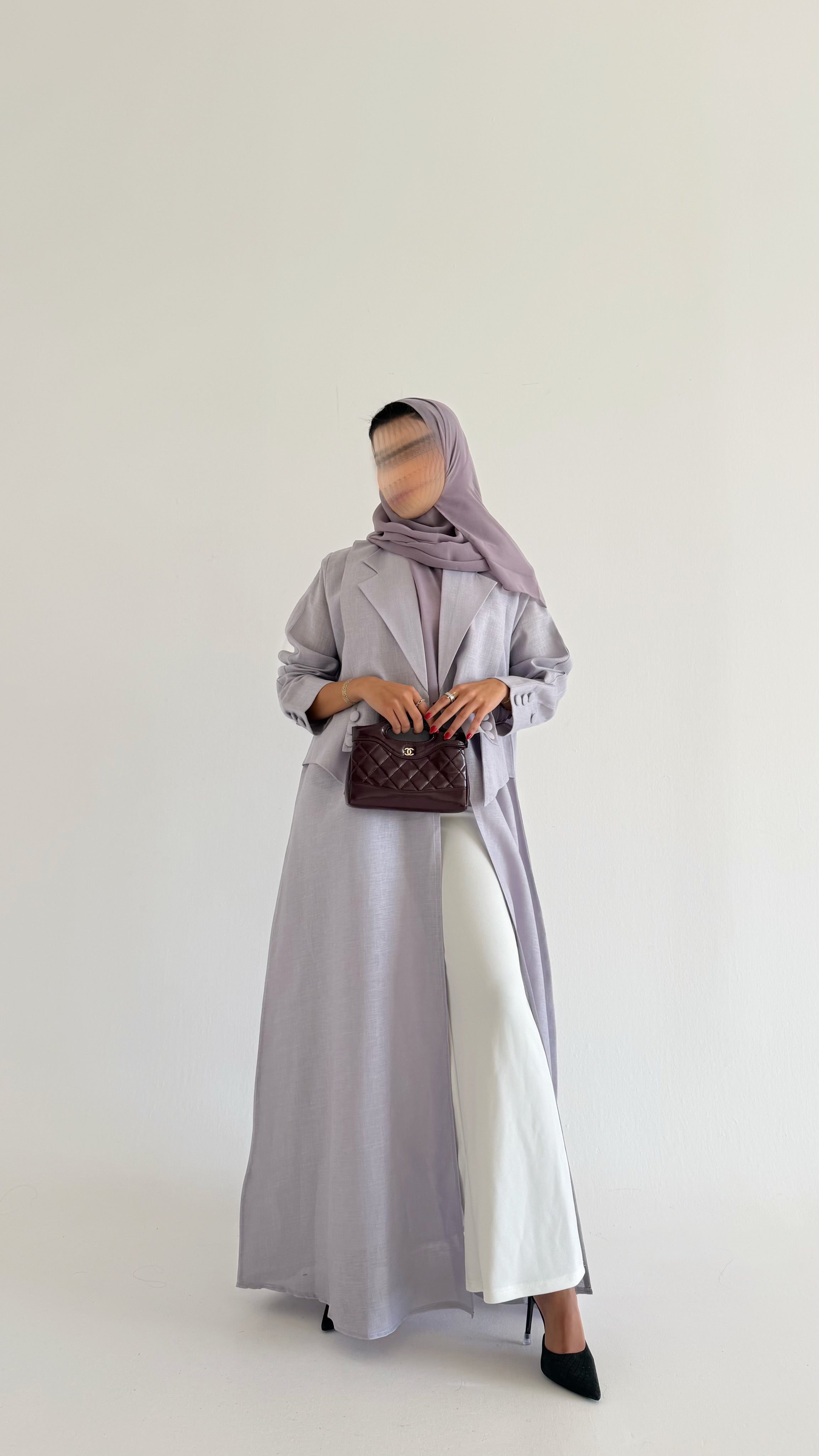 MW1500 - عباية لنن موف | Soft Lavender