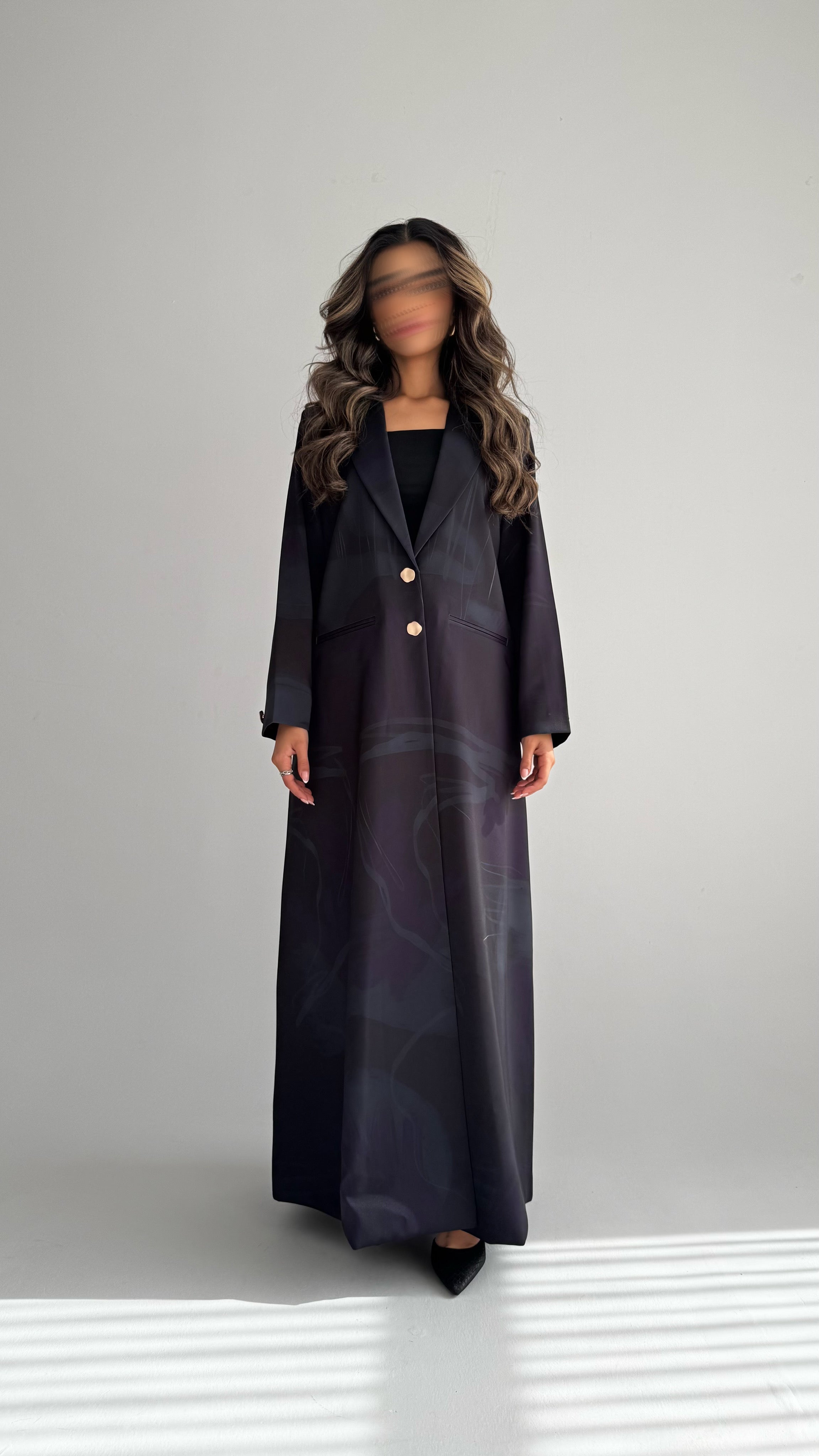 MWT836 - عباية بليزر طباعة | Printed Blazer Abaya - Aya