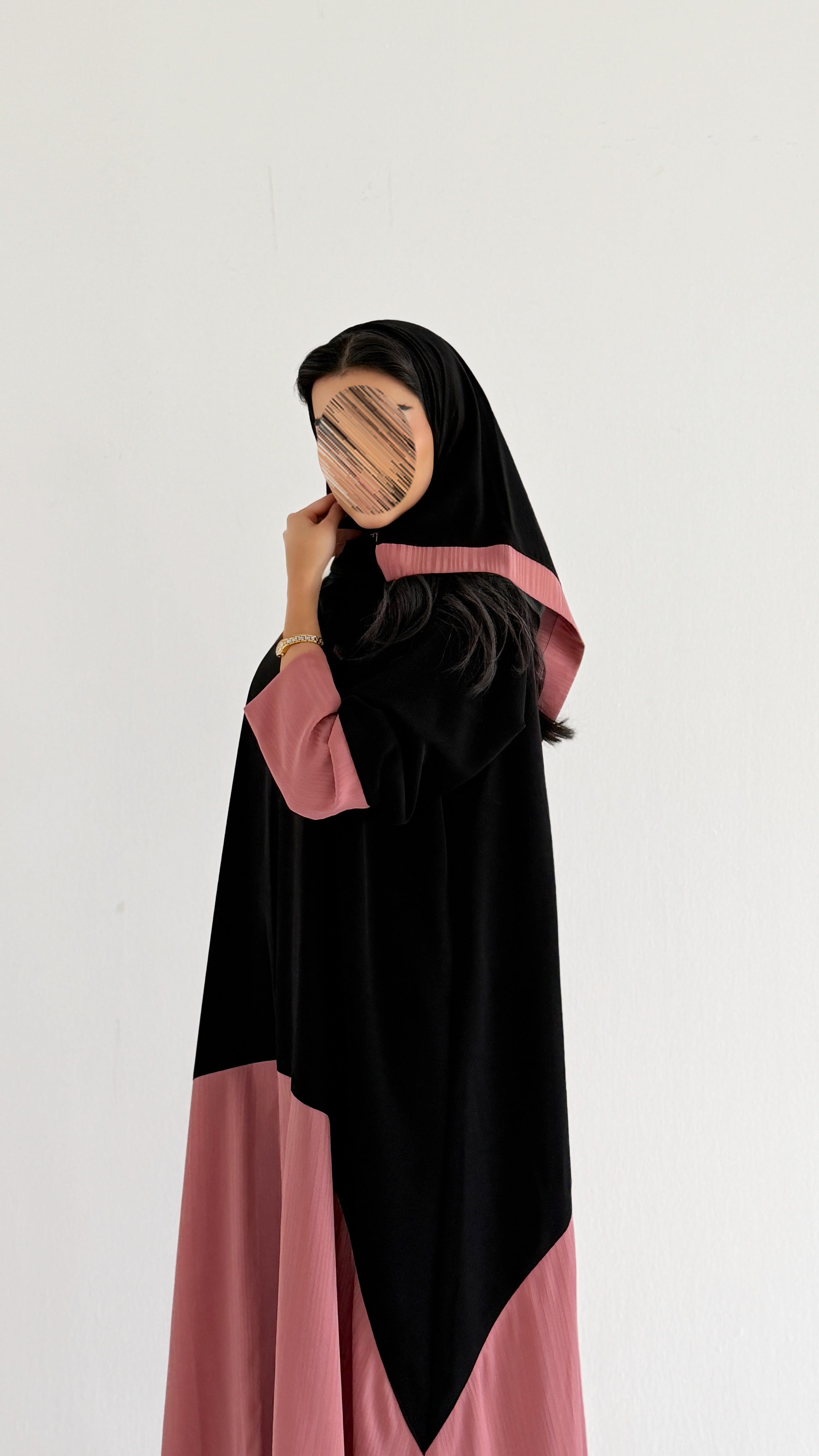 MW2172 - عبايه كريب نص كلوش مع اضافه تدخليه الجاكار حصرية - Aya