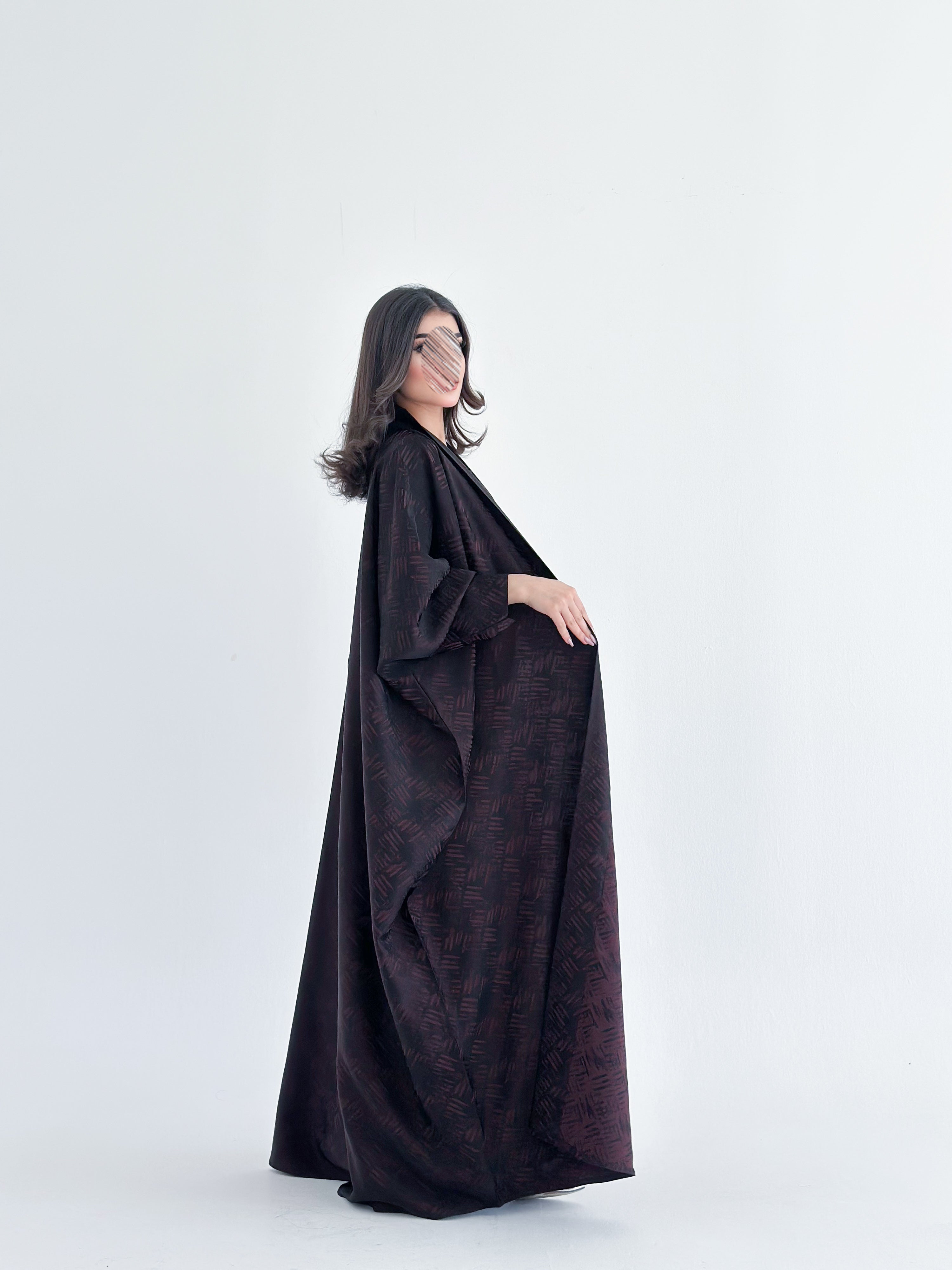 MW2114 - عباية جاكار قصه بشت مع اضافة فستان داخلي كريب حرير - Aya