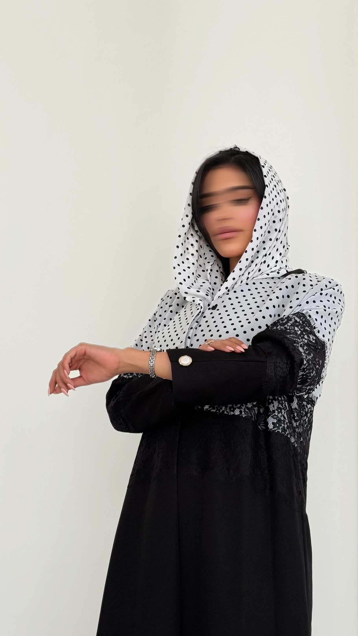 MWT507 - عباية بليزر مع قماش منقط - Aya