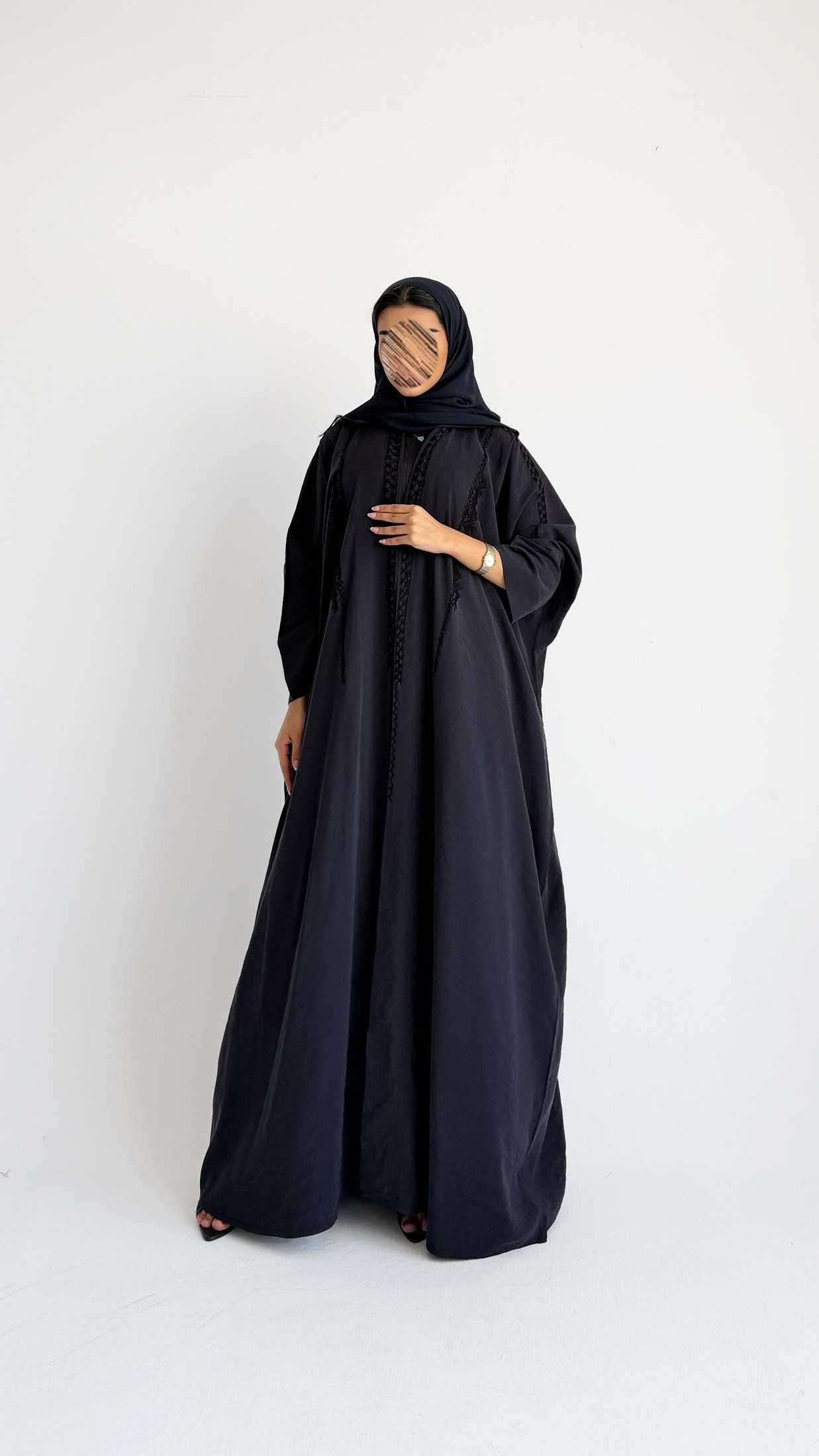 MWT4255 - عباية حرير مغسول بشك متقاطع - Aya