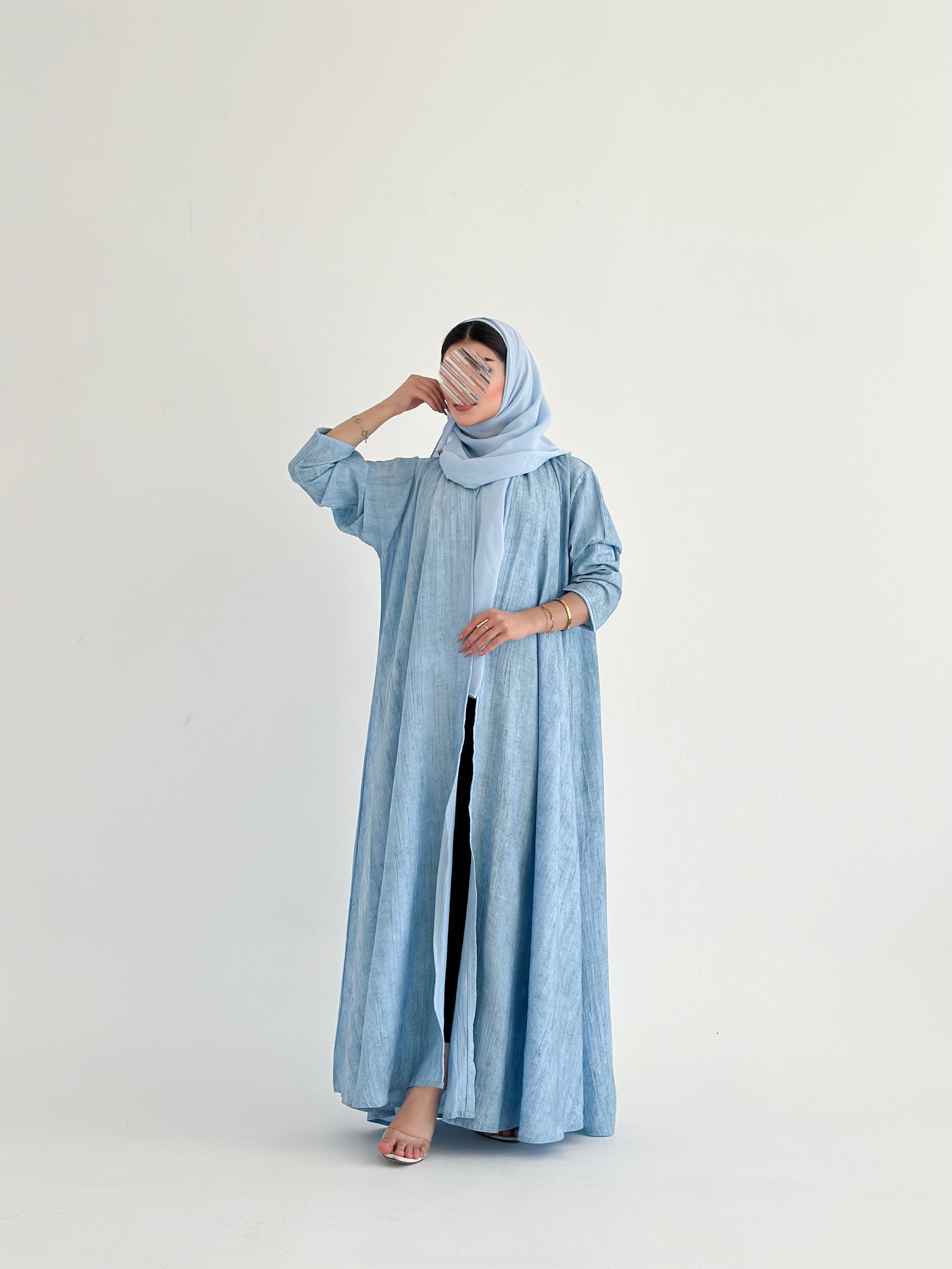 MWT2003 - عبايه لنن نص كلوش - Aya