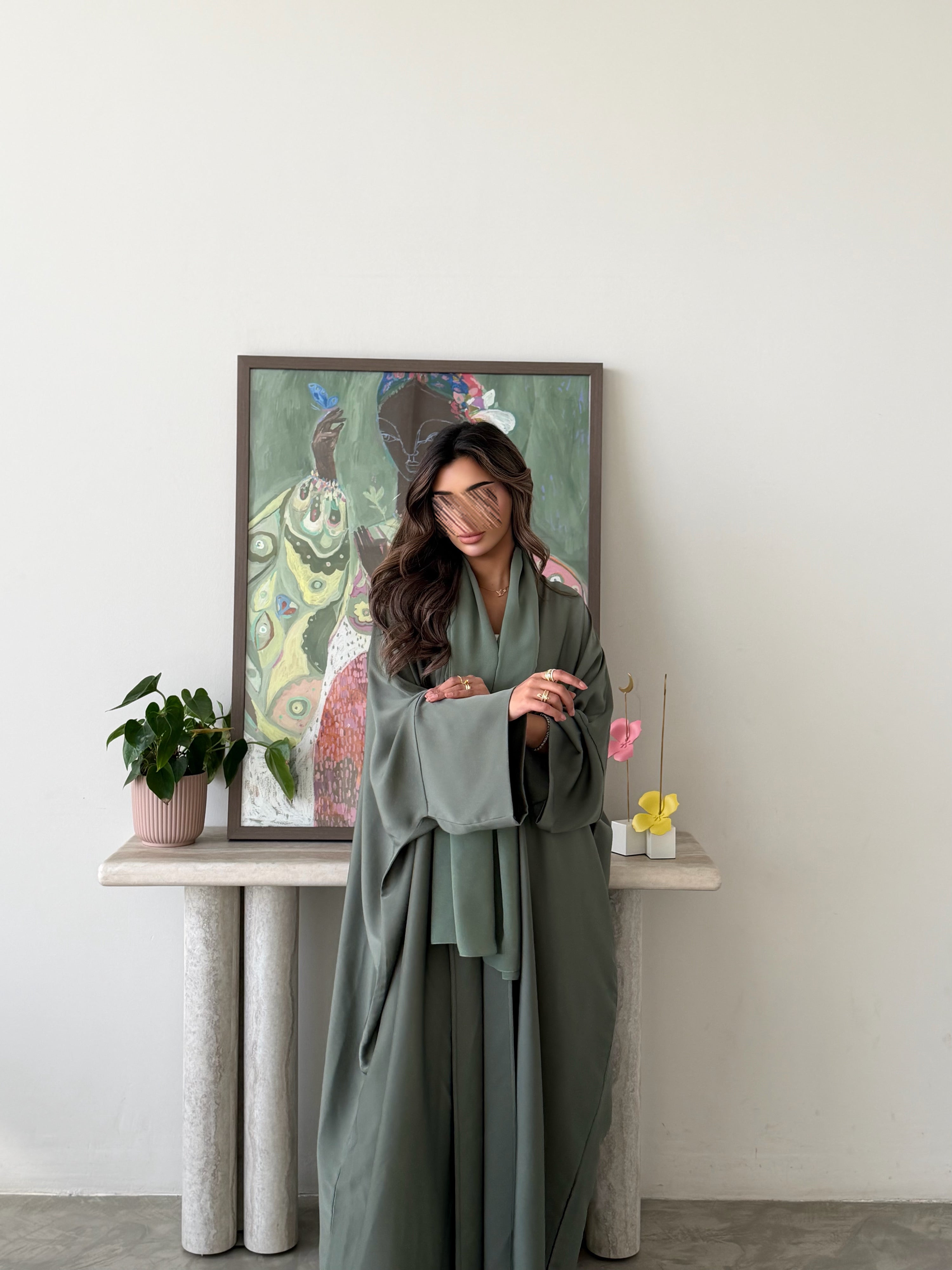 MWT5012 - قماش حرير اخضر نص كلوش - Aya