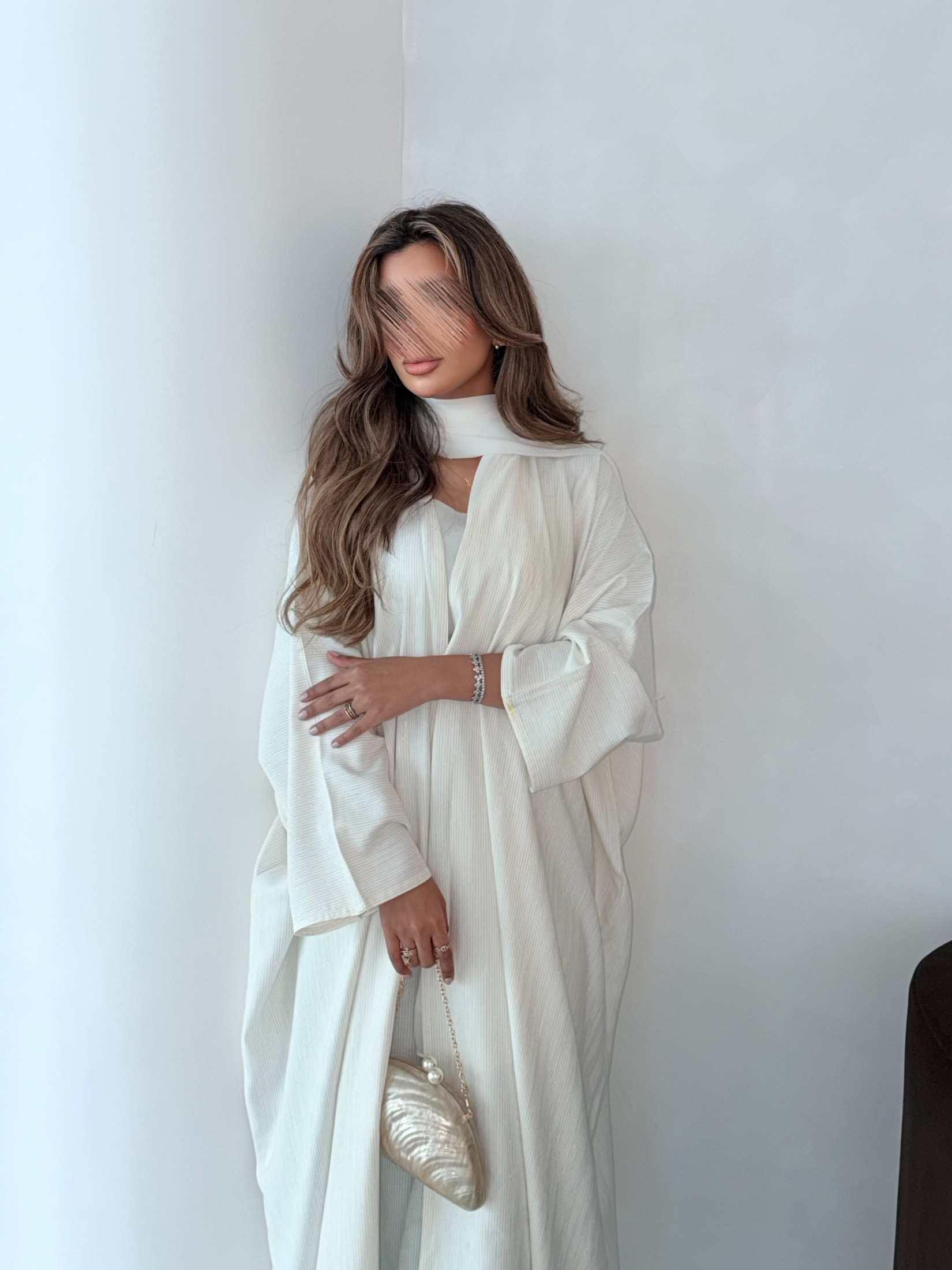 MWT5099 - قماش لينن اوف وايت مقلم - Aya