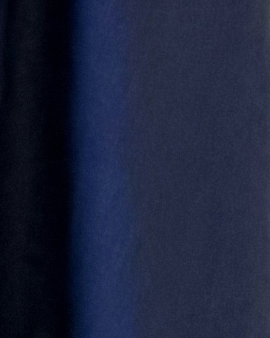 MWT5041 - قماش لينن كحلي ساده من الأمام مع كحلي هدب من الخلف قص نص كلوش - Aya