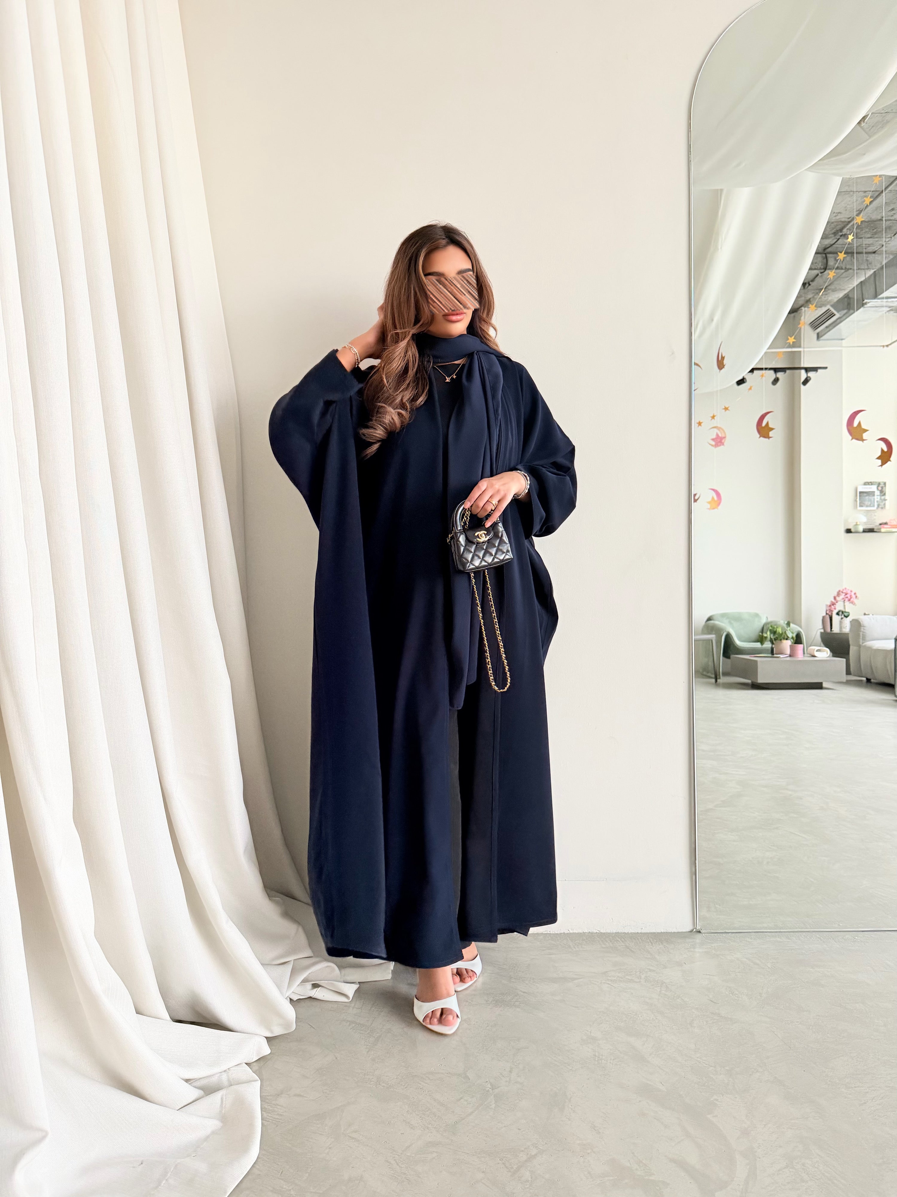 MWT5045 - قماش كحلي كريب قصه نص بشت - Aya