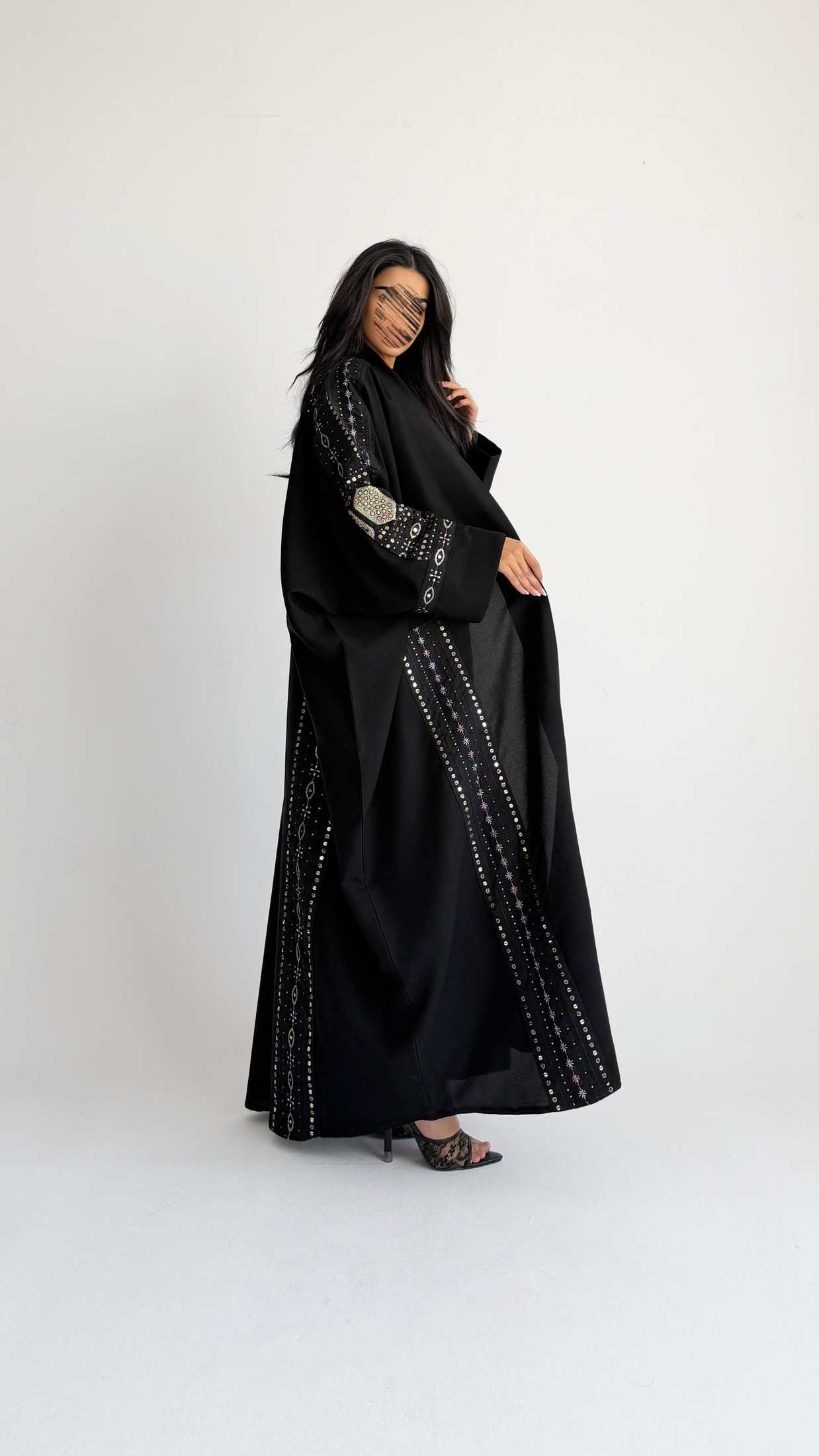 MWT1353 عباية كريب بتدخيلة ركامه - Aya