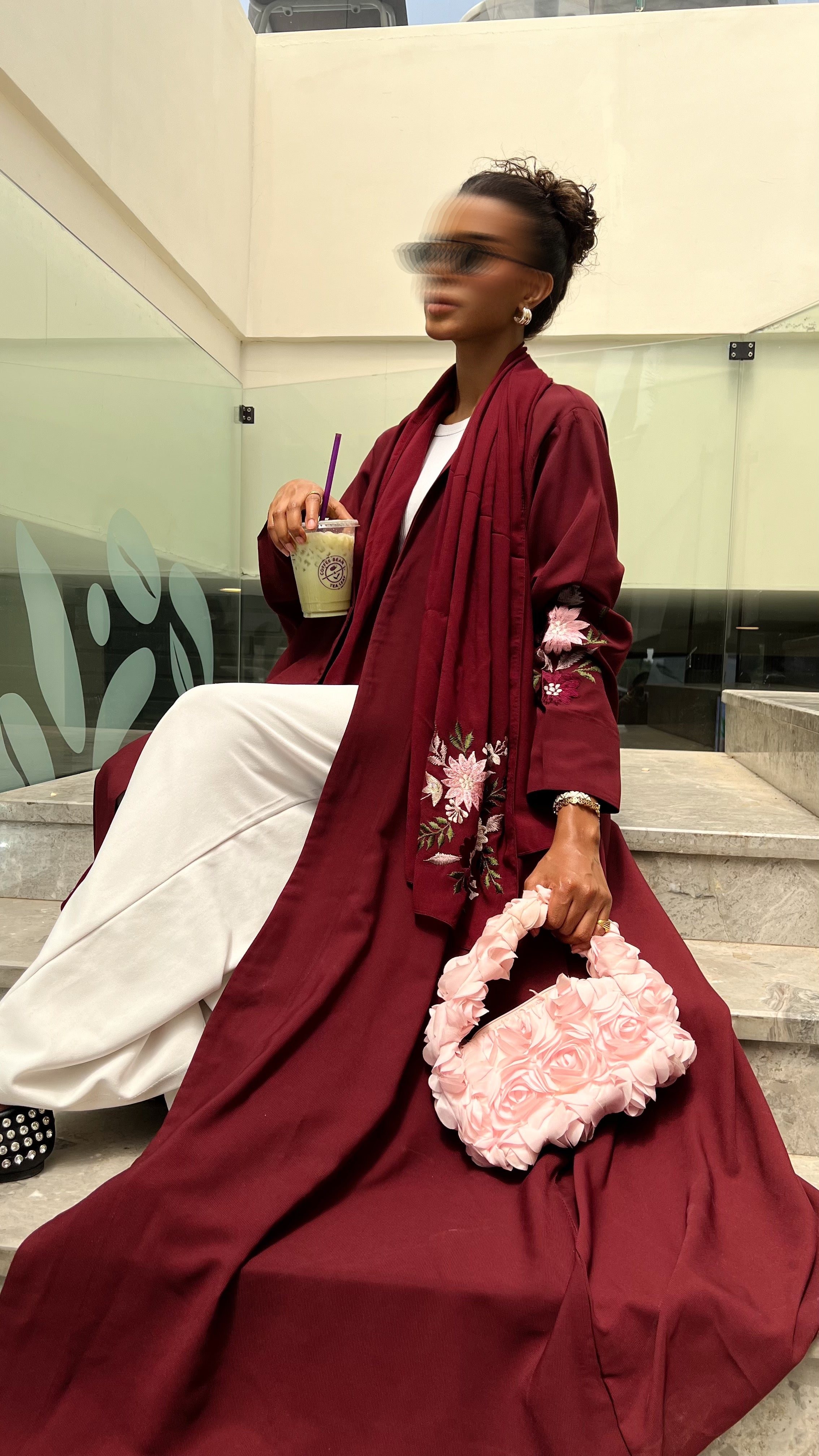 MWT79 - كريب برقندي تطريز يدوي كلوش - Aya