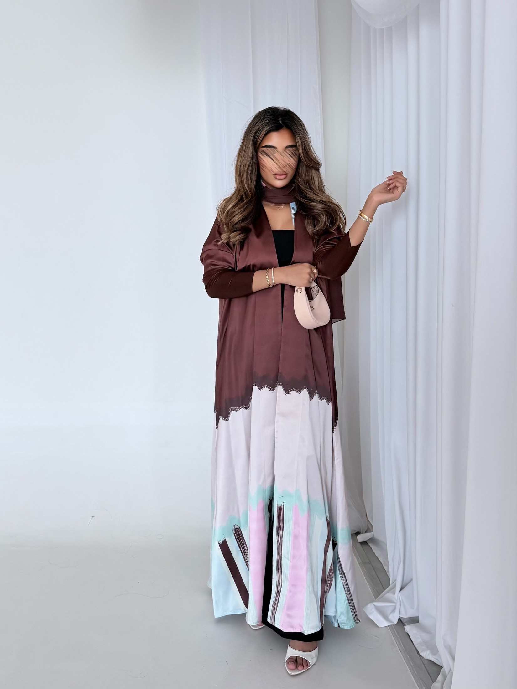 MWT5167 - عباية طباعه قماش حرير بلسد - Aya