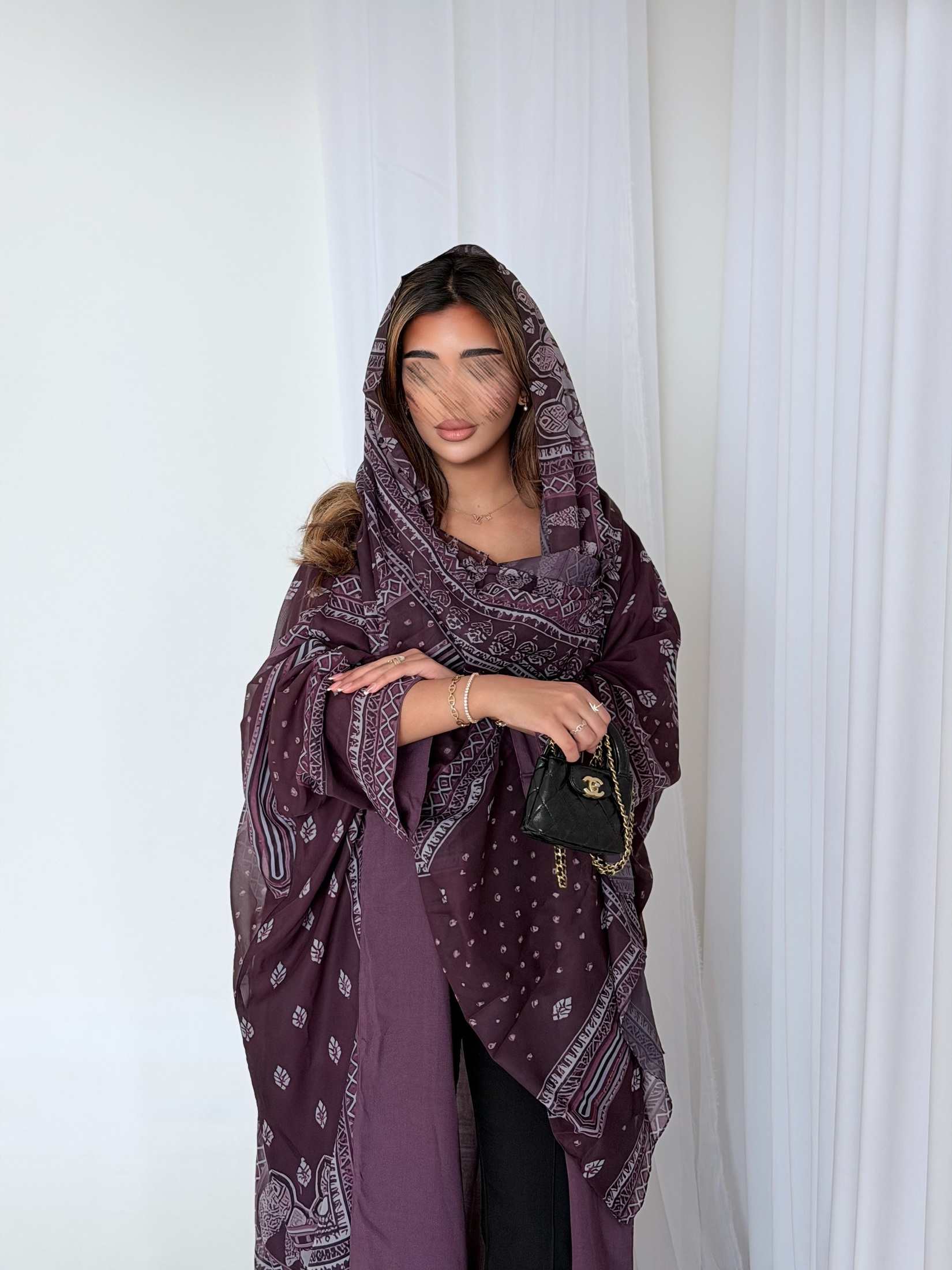 MWT5179 - عباية شيفون بنفسجي خيارك المثالي للمشاوير والإطلالات اليومية - Aya
