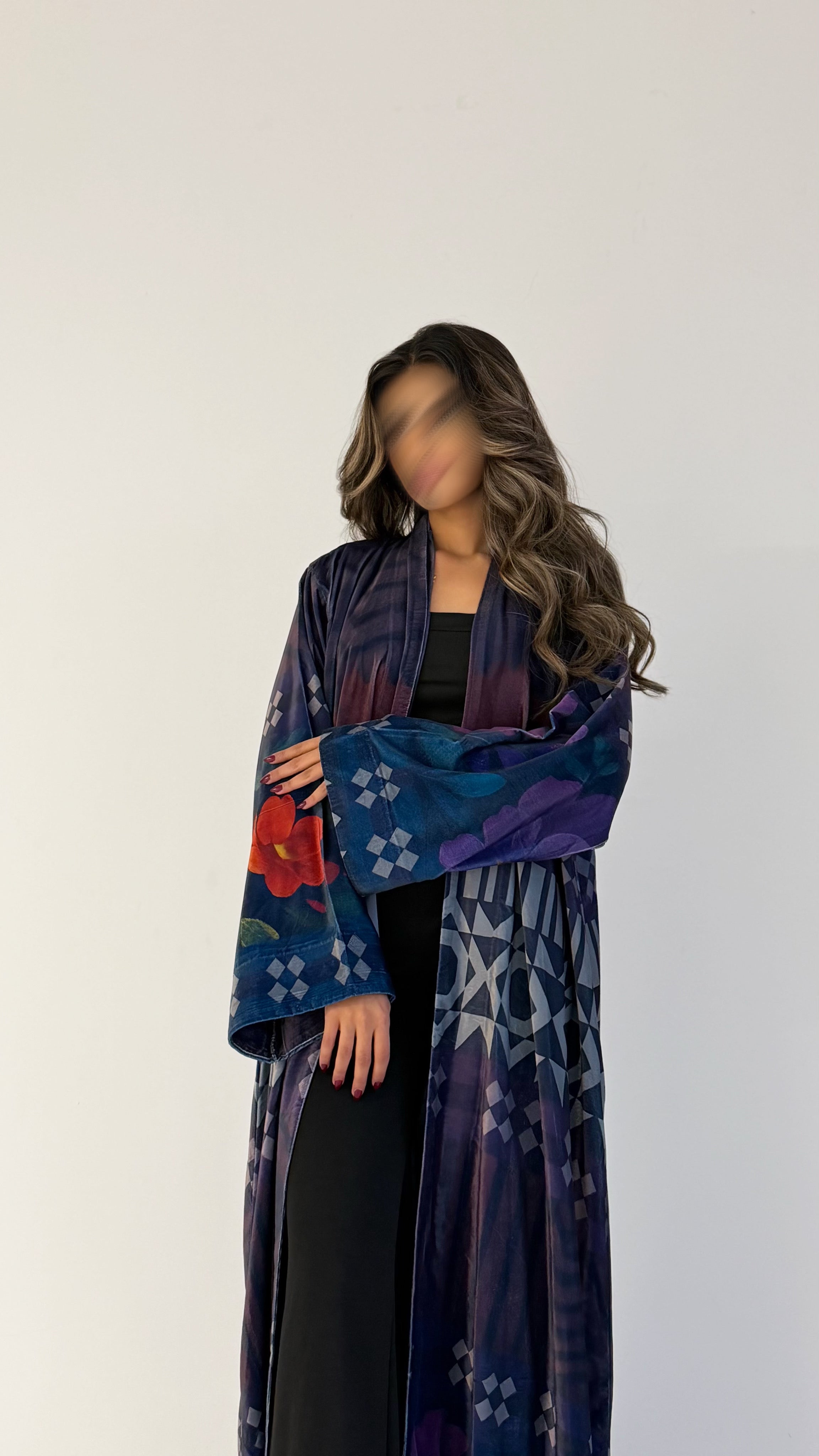 MWT623- عباية مخمل طباعة - Aya