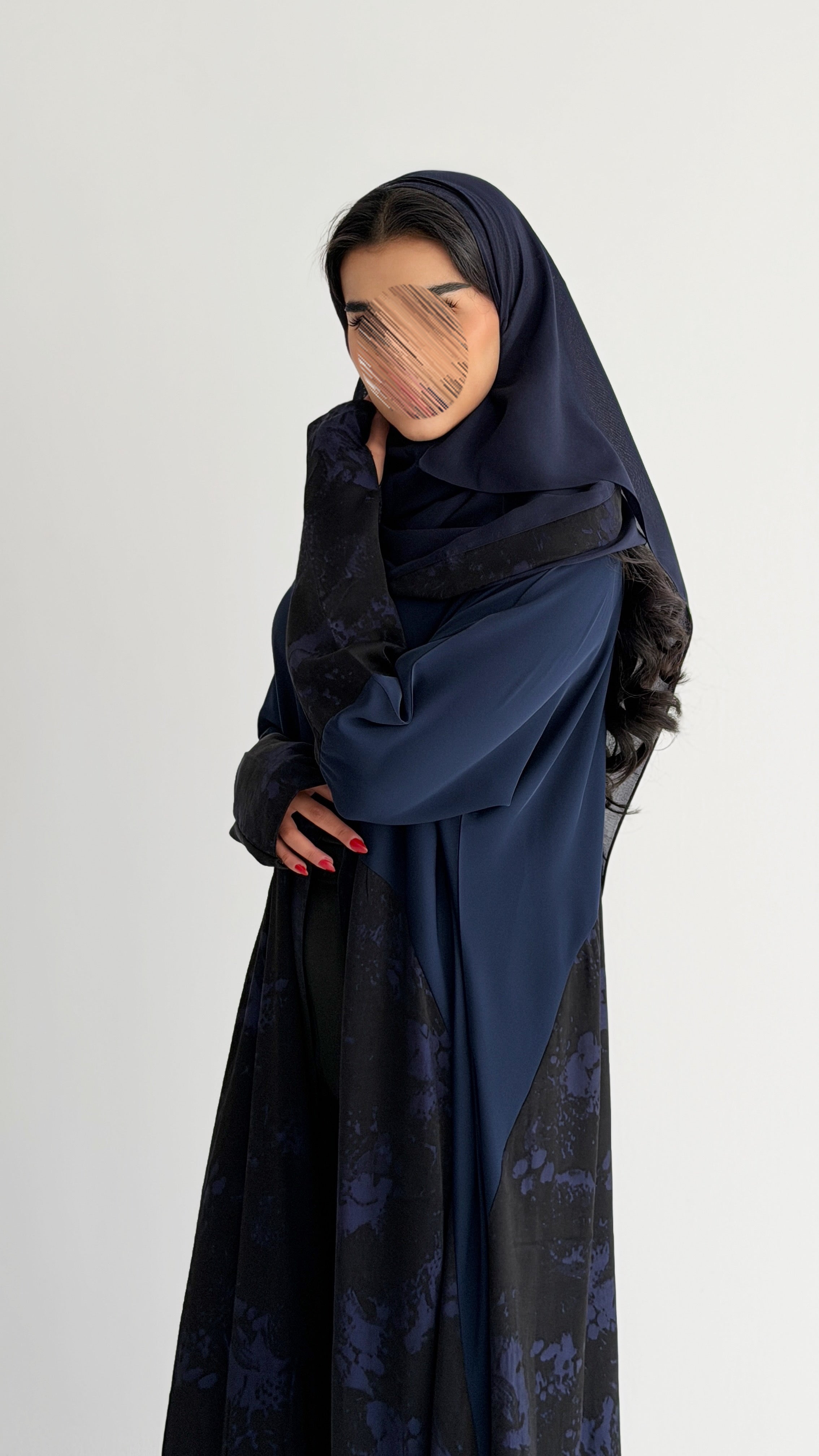 MW2082 - عباية كريب حرير قصه نص كلوش مع اضافه الجاكار - Aya