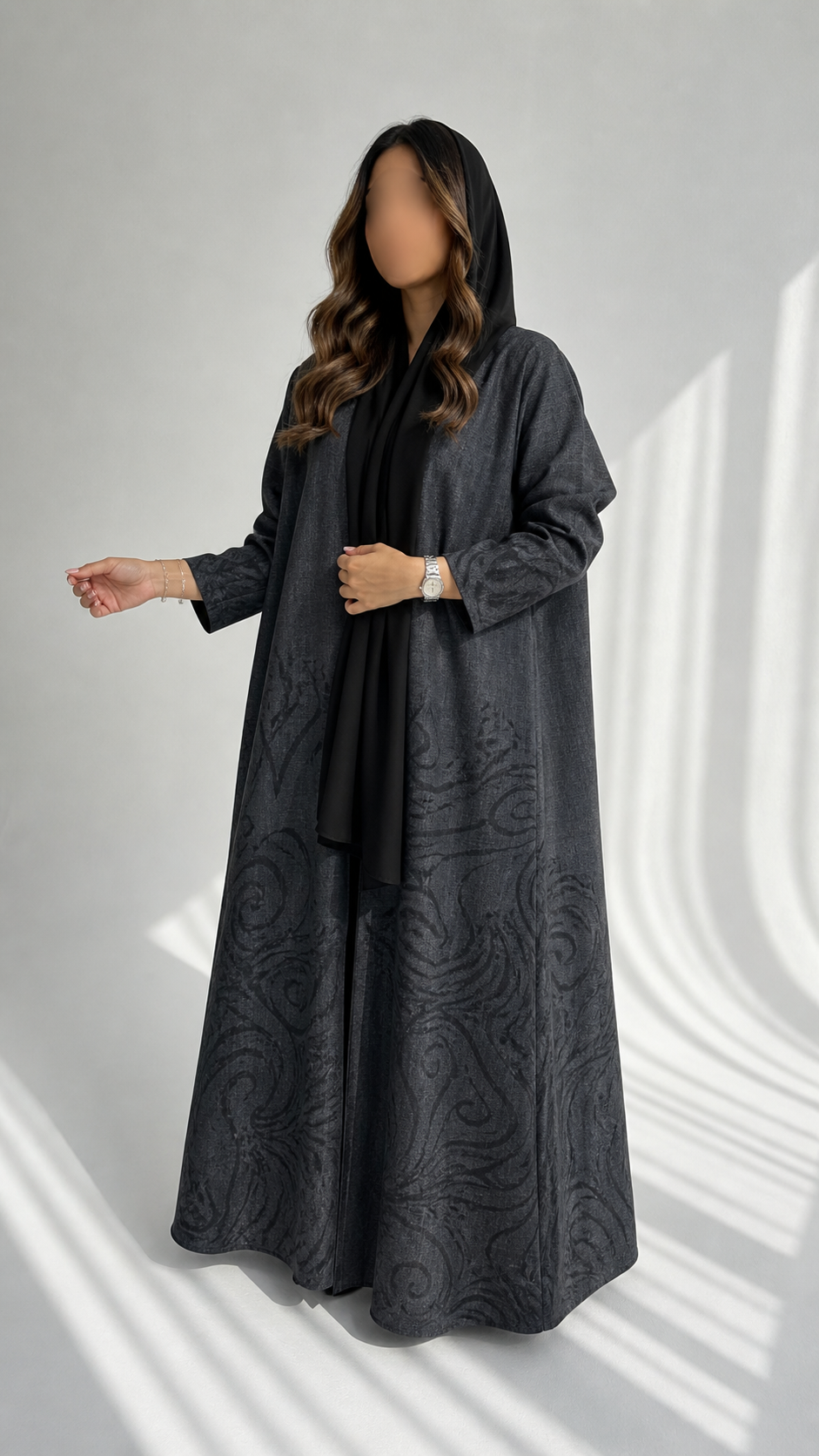 MWT1457 عباية لينن طباعة - Aya