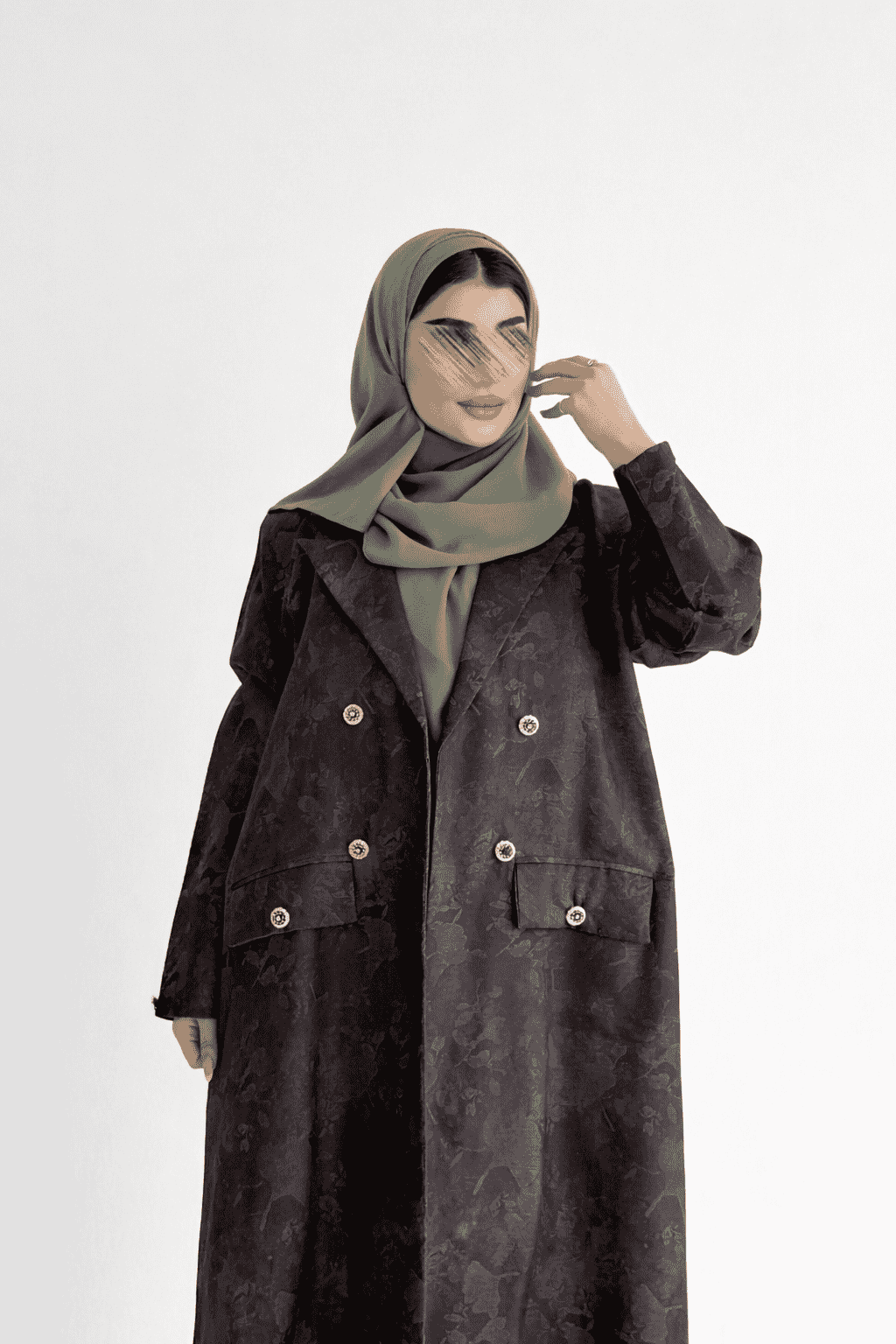 MWT1036 - عباية بليزر طباعة - Aya
