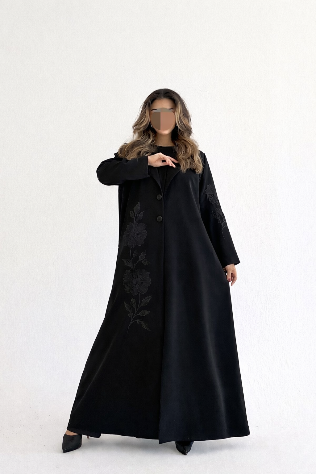 MW2001 -عباية بليزر بتطريز اسود - Aya