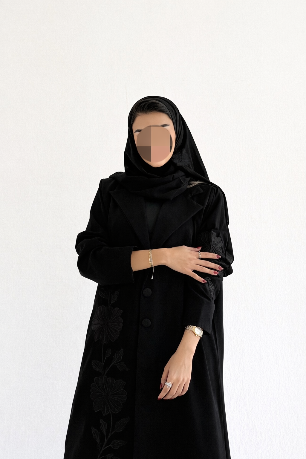 MW2001 -عباية بليزر بتطريز اسود - Aya