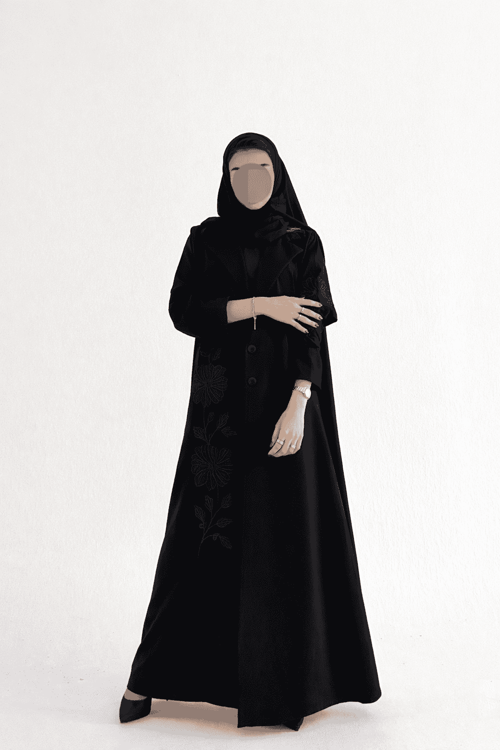 MW2001 -عباية بليزر بتطريز اسود - Aya