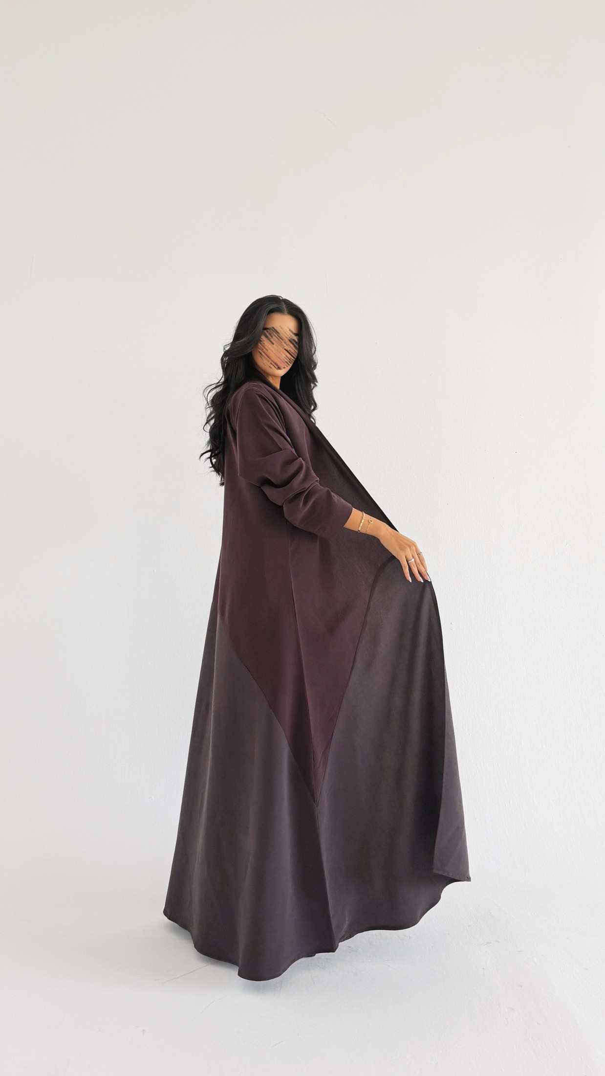 MWT2108 - عباية كريب مغسول مدموجة لونين