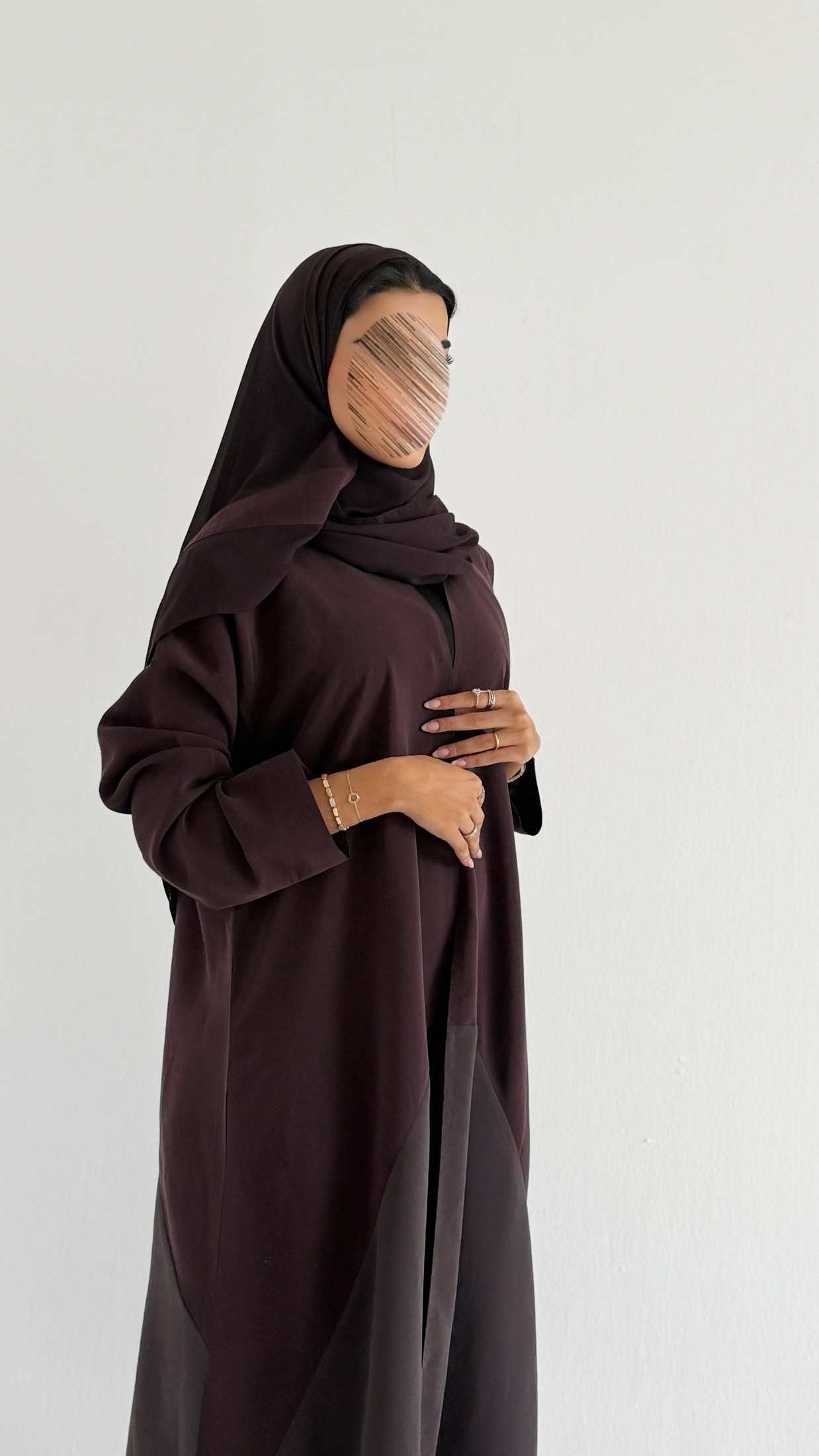 MWT2108 - عباية كريب مغسول مدموجة لونين