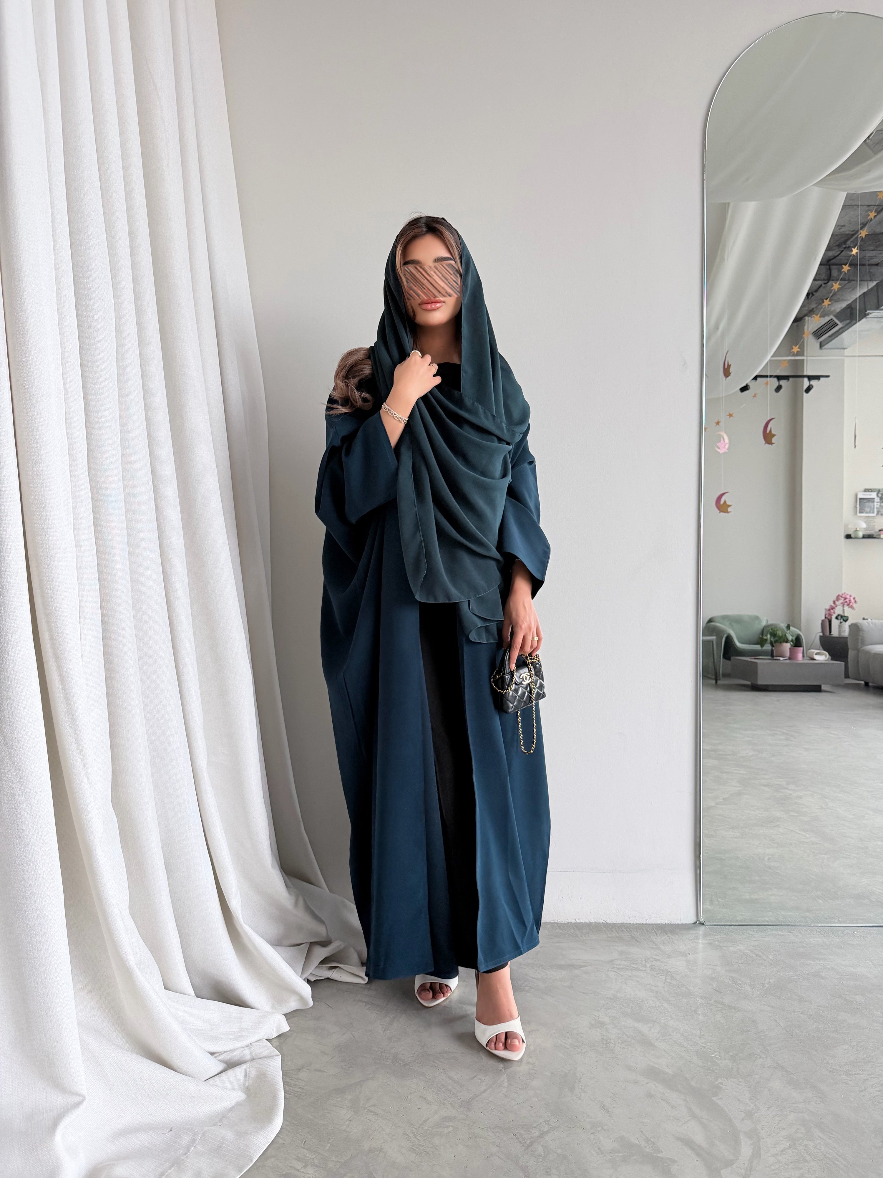 MWT5052 - كريب تركواز ساده قصة نص بشت - Aya